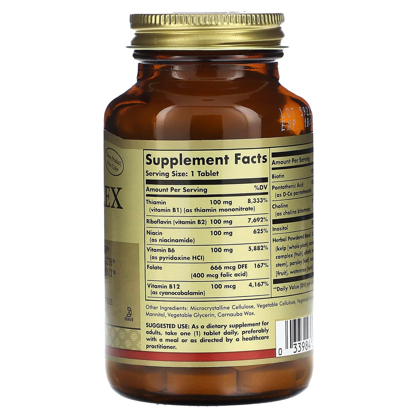 Solgar B-Complex 100" - 100 Tablets - Energy Metabolism, Cardiovascular Health, Nervous System Support - Non-GMO, Vegan, Gluten Free - 100 Servings - Medaid International