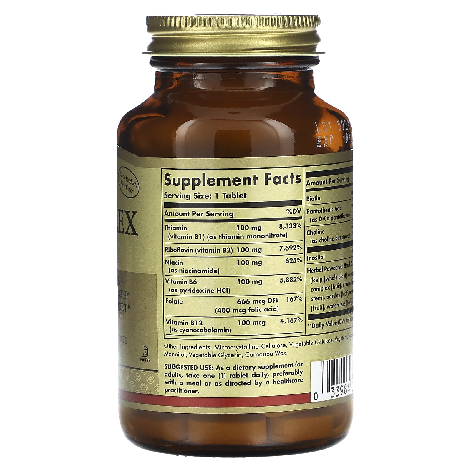 Solgar B-Complex 100" - 100 Tablets - Energy Metabolism, Cardiovascular Health, Nervous System Support - Non-GMO, Vegan, Gluten Free - 100 Servings - Medaid International