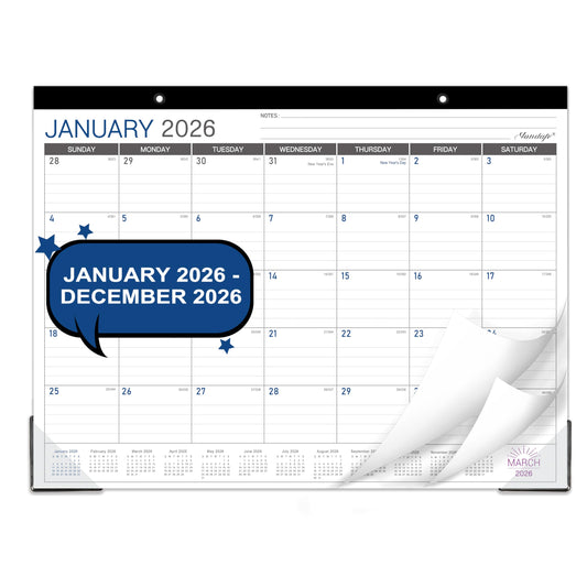 2026 Desk Calendar - Desk/Wall Calendar 2026, JAN 2026 - DEC 2026, 2026 Calendars 12 Month, Desk Calendars with Corner Protectors, Large Ruled Blocks, Thick Paper, Colorful, 14.6" x 11.5", Desktop Calendar for Daily Organizer - Medaid International