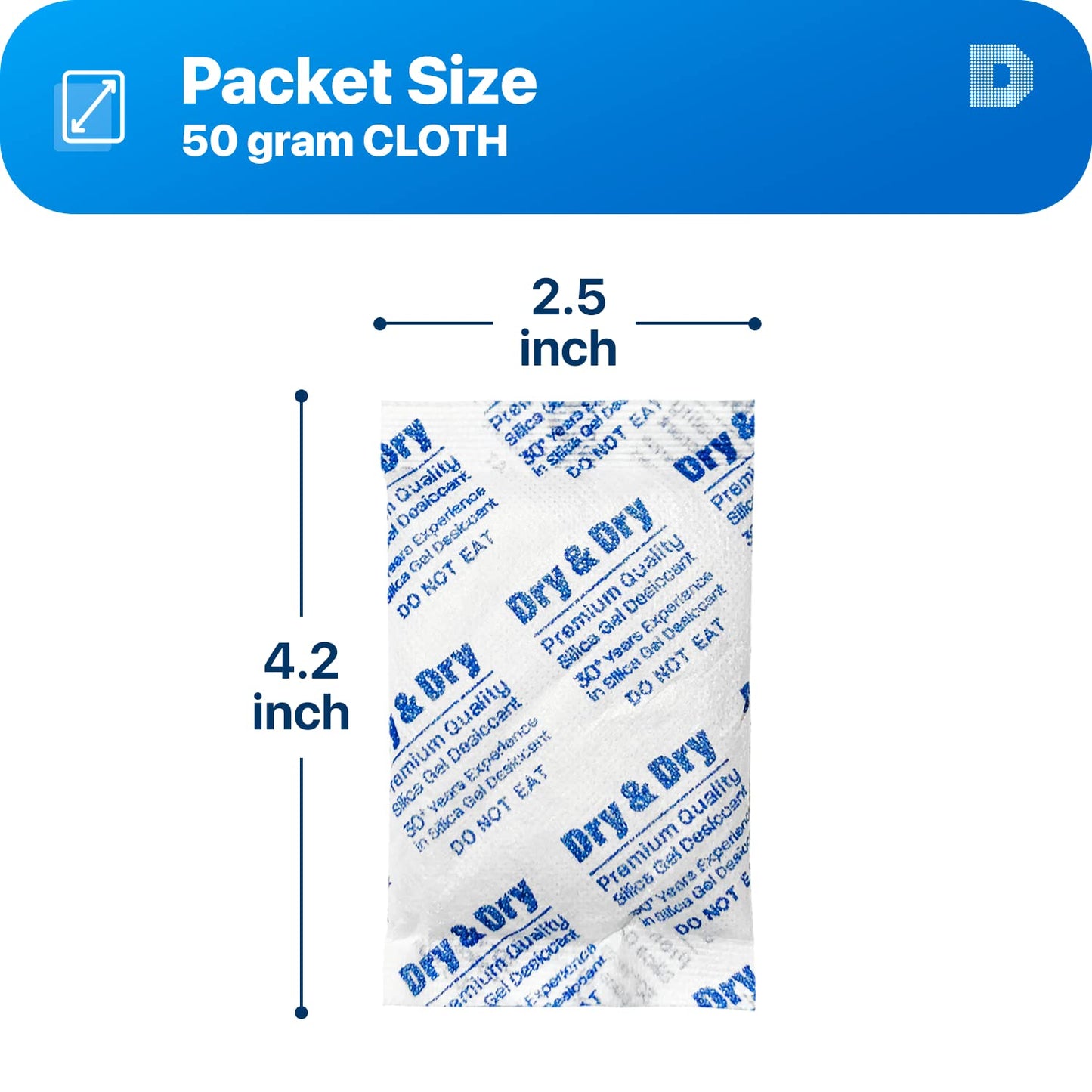Dry & Dry 30 Gram [20 Packets] Silica Gel Packets Desiccants, Silica Packets - Rechargeable Silica Gel Packs, Silica Gel Packets, Desiccants Packets, Silica Gel - Medaid International