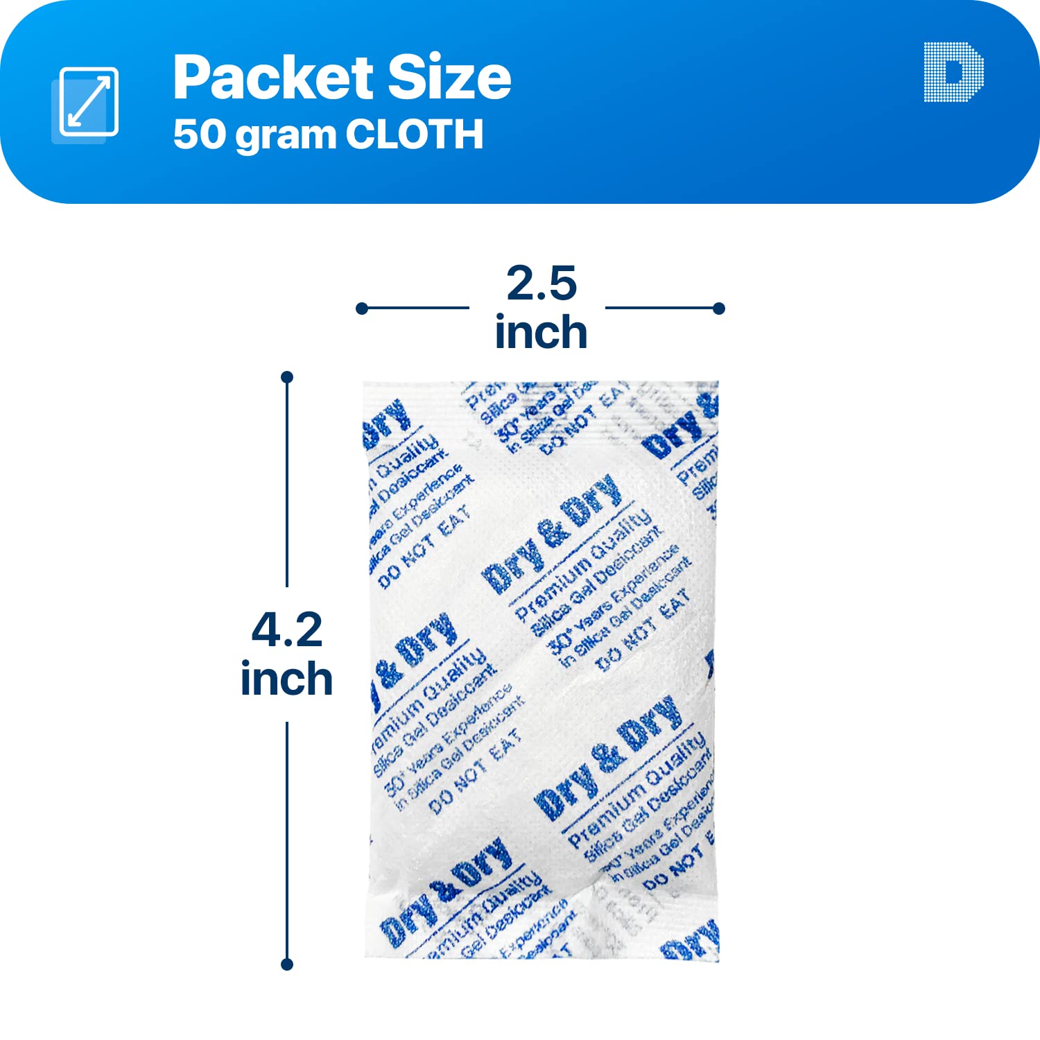 Dry & Dry 30 Gram [20 Packets] Silica Gel Packets Desiccants, Silica Packets - Rechargeable Silica Gel Packs, Silica Gel Packets, Desiccants Packets, Silica Gel - Medaid International