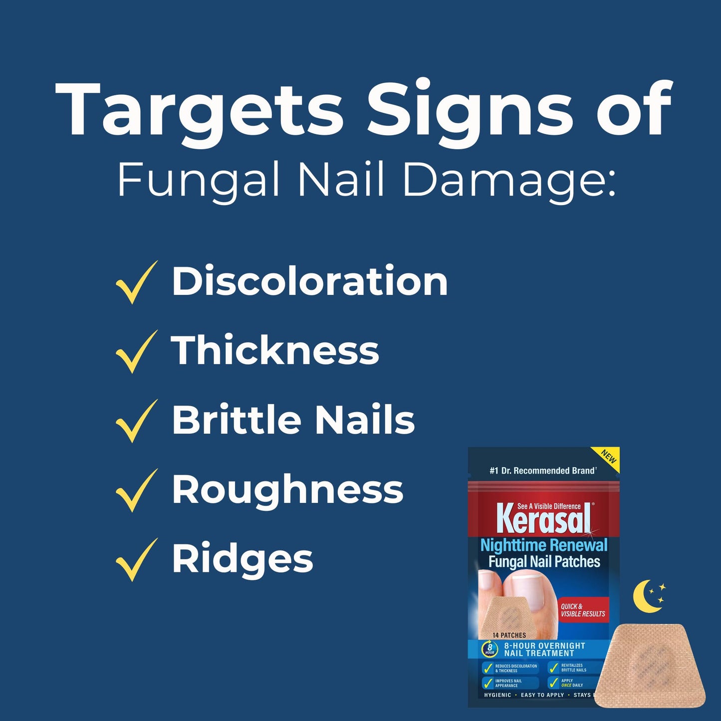 Kerasal Nighttime Renewal Fungal Nail Patches - 14 Patch - Overnight Repair for Nail Fungus Damage, 8-Hour Treatment Restores Healthy Appearance (Packaging May Vary) - Medaid International