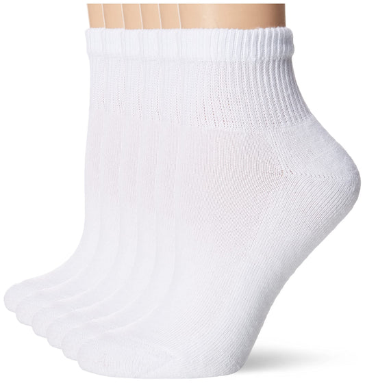 Hanes Ultimate womens 6-pack Ankle athletic socks, White, Shoe Size 5-9 US - Medaid International