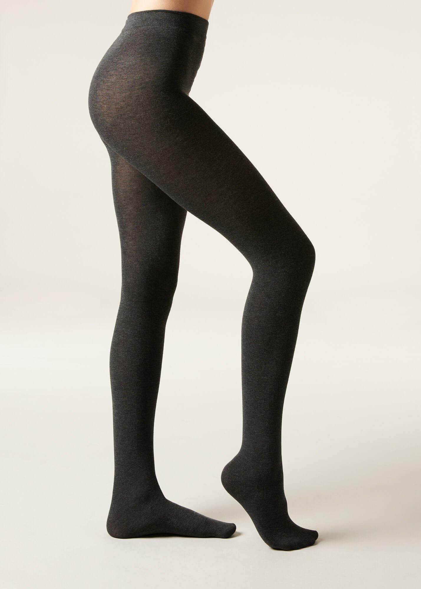 CALZEDONIA Woman's Soft Modal and Cashmere Blend Tights in Grey, Size M - Medaid International