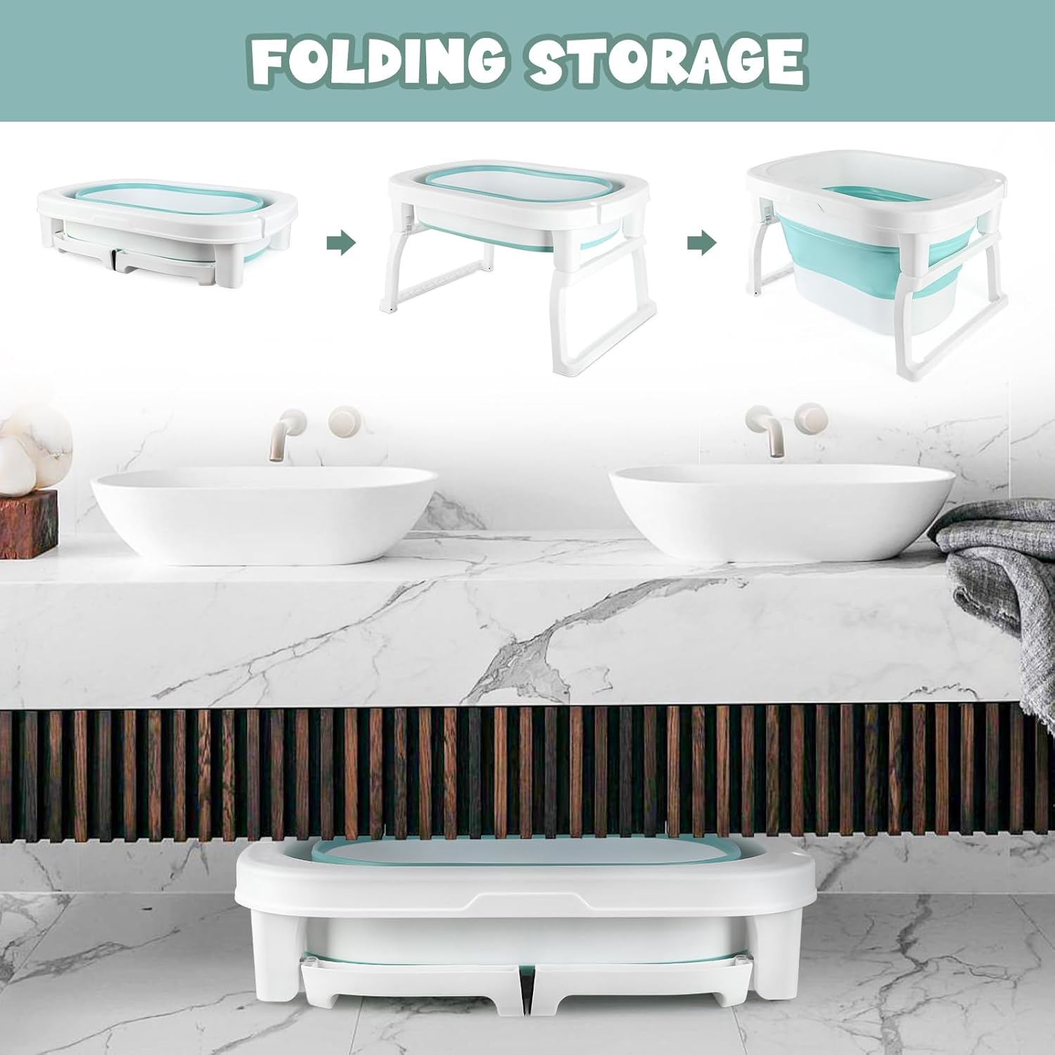 Foldable Baby Bath Tub with Bath Seat and Non-Slip Holder for Safety - Medaid International