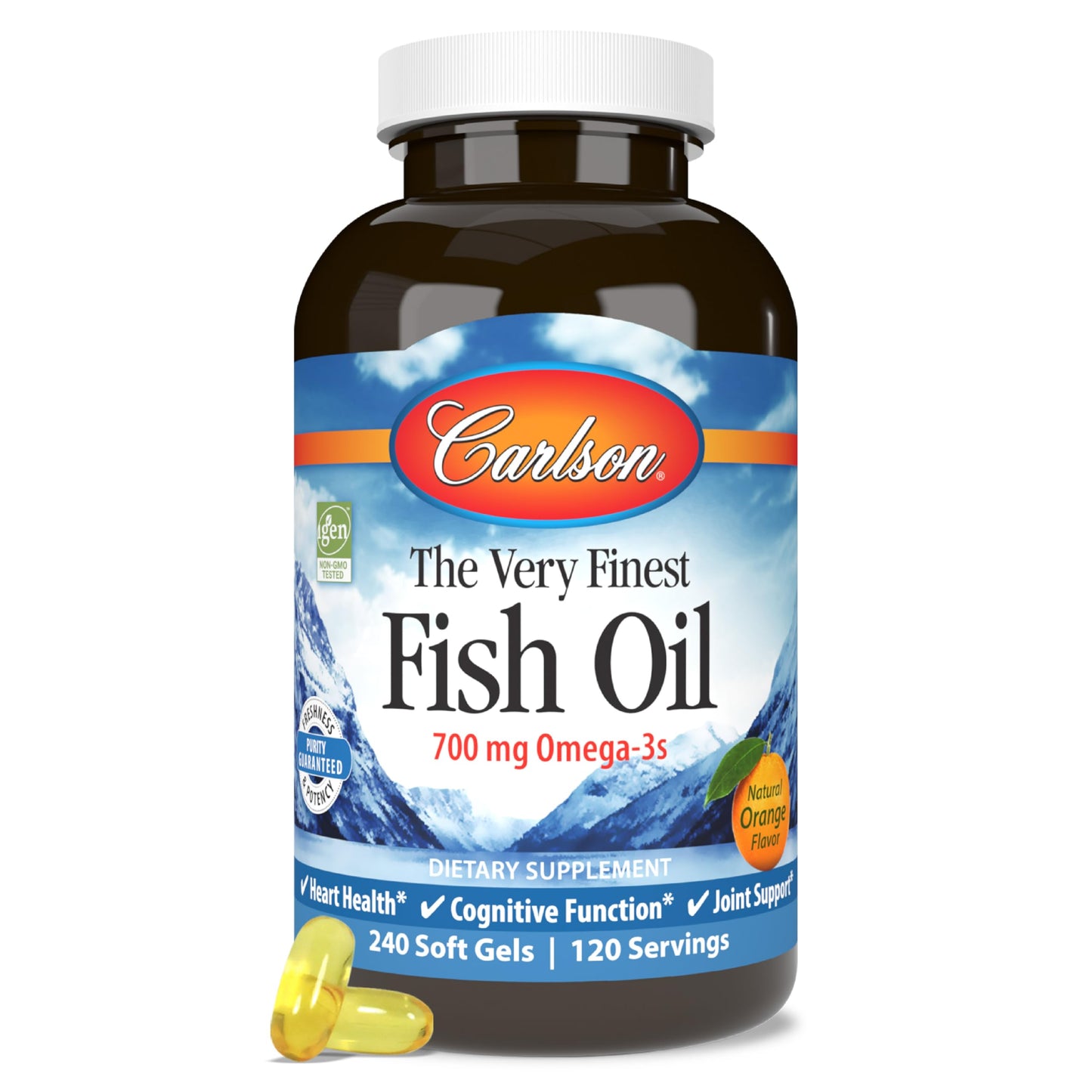 Carlson - The Very Finest Fish Oil, 700 mg Omega-3s, Norwegian, Wild-Caught Fish Oil, Sustainably Sourced Fish Oil Capsules, Orange, 240 Softgels - Medaid International