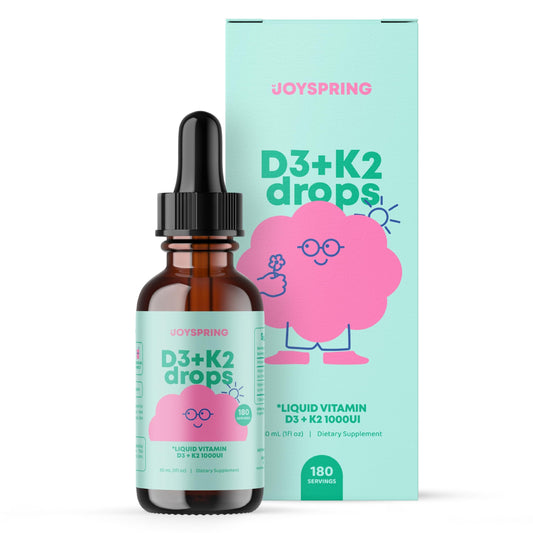 JoySpring Vitamin D3 Kids Drops with K2 – Liquid Supplement for Calcium Absorption & Joint Health – 180 Servings (1 fl oz) – Vitamin D Kids Ages 3-18 - Medaid International