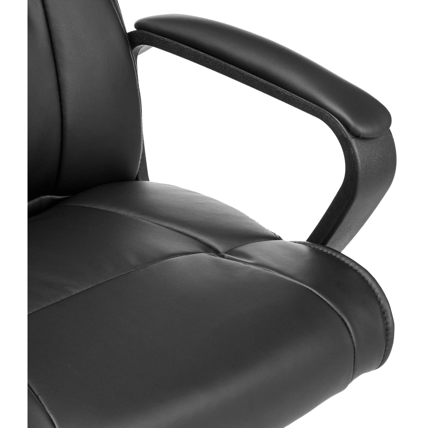 Amazon Basics Office Computer Task Desk Chair with Padded Armrests, Mid-Back, Adjustable, 360 Swivel, Rolling, 275 Pound Capacity, 24.2"D x 24"W x 34.8"H, Black Faux Leather - Medaid International