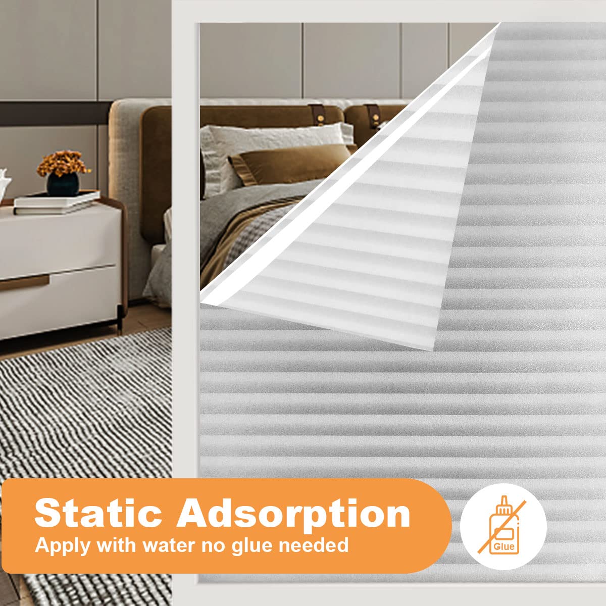 Arthome Privacy Frosted Window Film - Decorative Shutter Film, Static Cling Stained Glass Window Sticker for Home Office, Living Room, Bedroom, Meeting Room - 17.7" x 100" - Medaid International