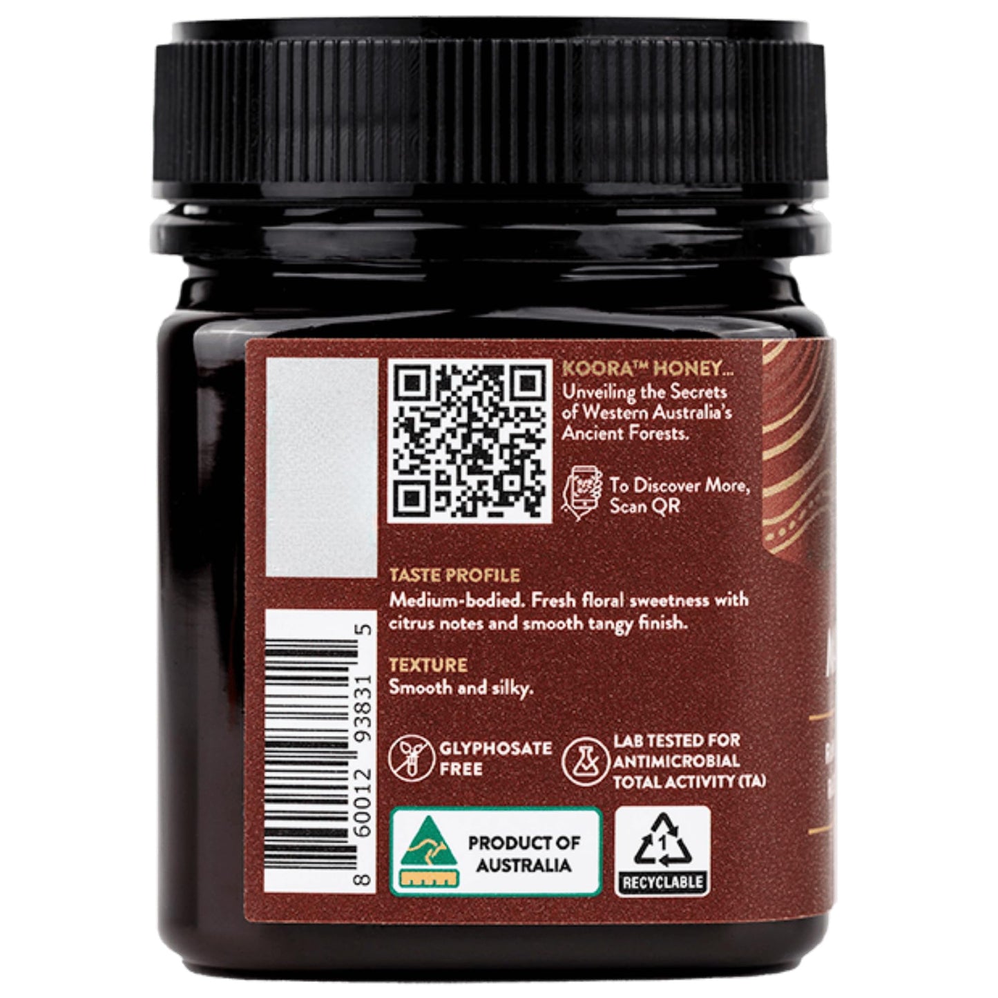 KOORA Marri Honey TA 25+ (MGO 1197+ Manuka Honey Rating Equiv.) Low GI, Raw Medicinal Honey for Daily Health & Immune Support, from the Ancient Wild Forests of Western Australia, 8.8 oz - Medaid International