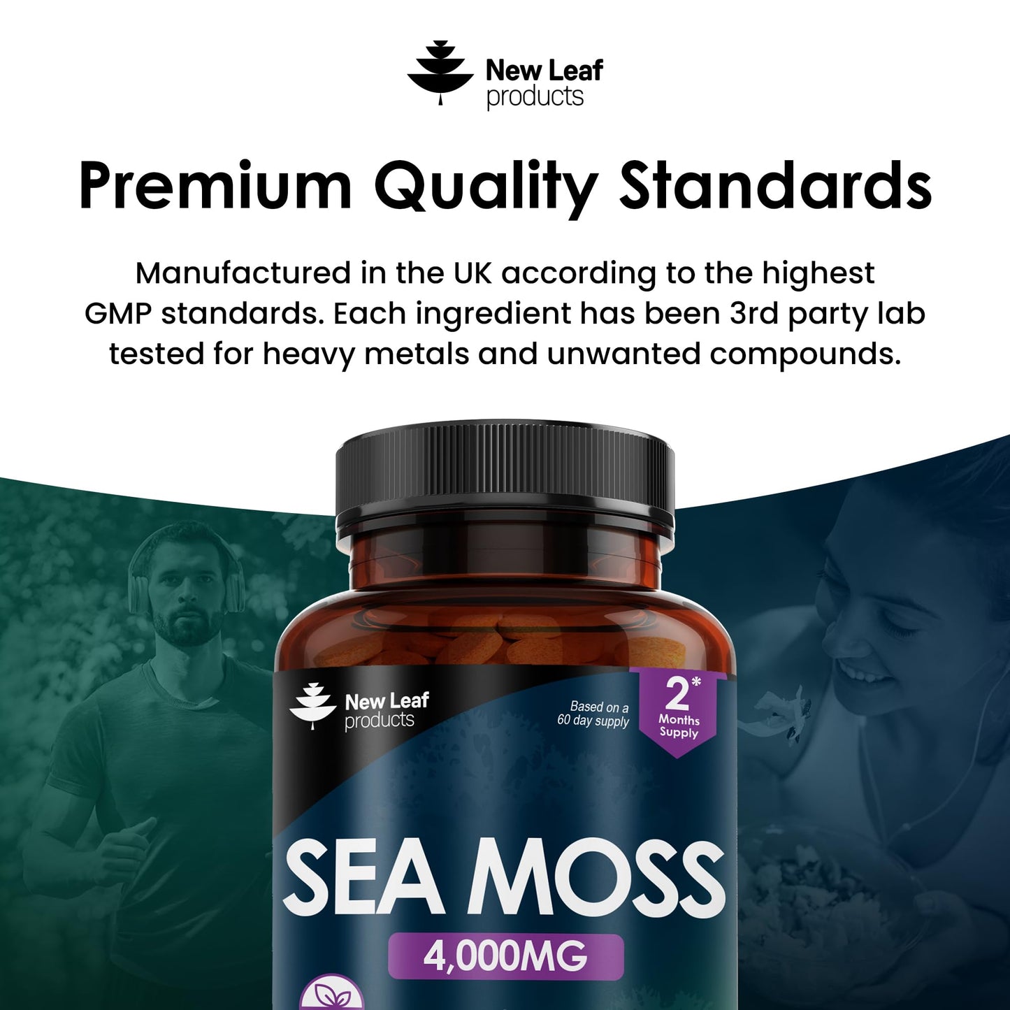 Extract High Strength 2000mg - Sea Moss Supplement 120 Tablets (not sea Moss Capsule) High Potency - UK Made - Vegan - Non GMO - Medaid International