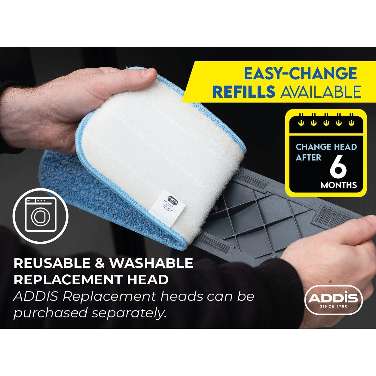 Addis 513619 Spray Mop 2 in 1 with Microfibre Flat Pad Head, Metallic & Blue, 40 x 12 x 128 cm - Medaid International