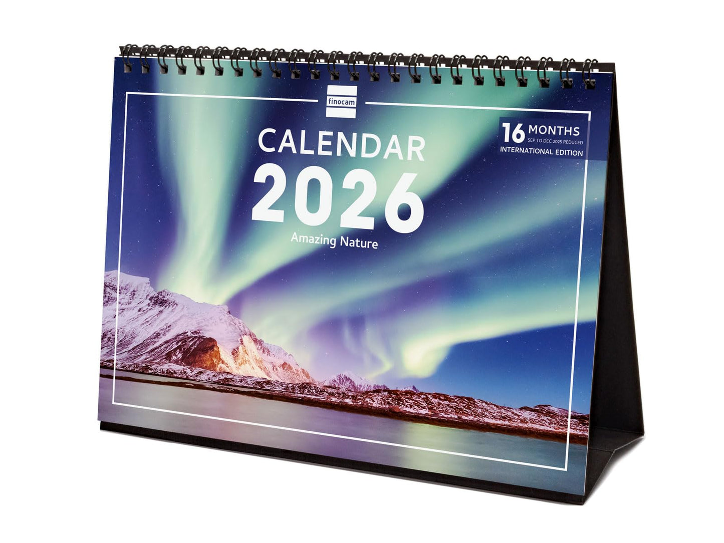 Finocam - Desktop Calendar 2026 Month View January - December 2026 + Sep.- Dec. 2025 (4 months) reduced | Calendar 2026 | Nature Images - International - Medaid International
