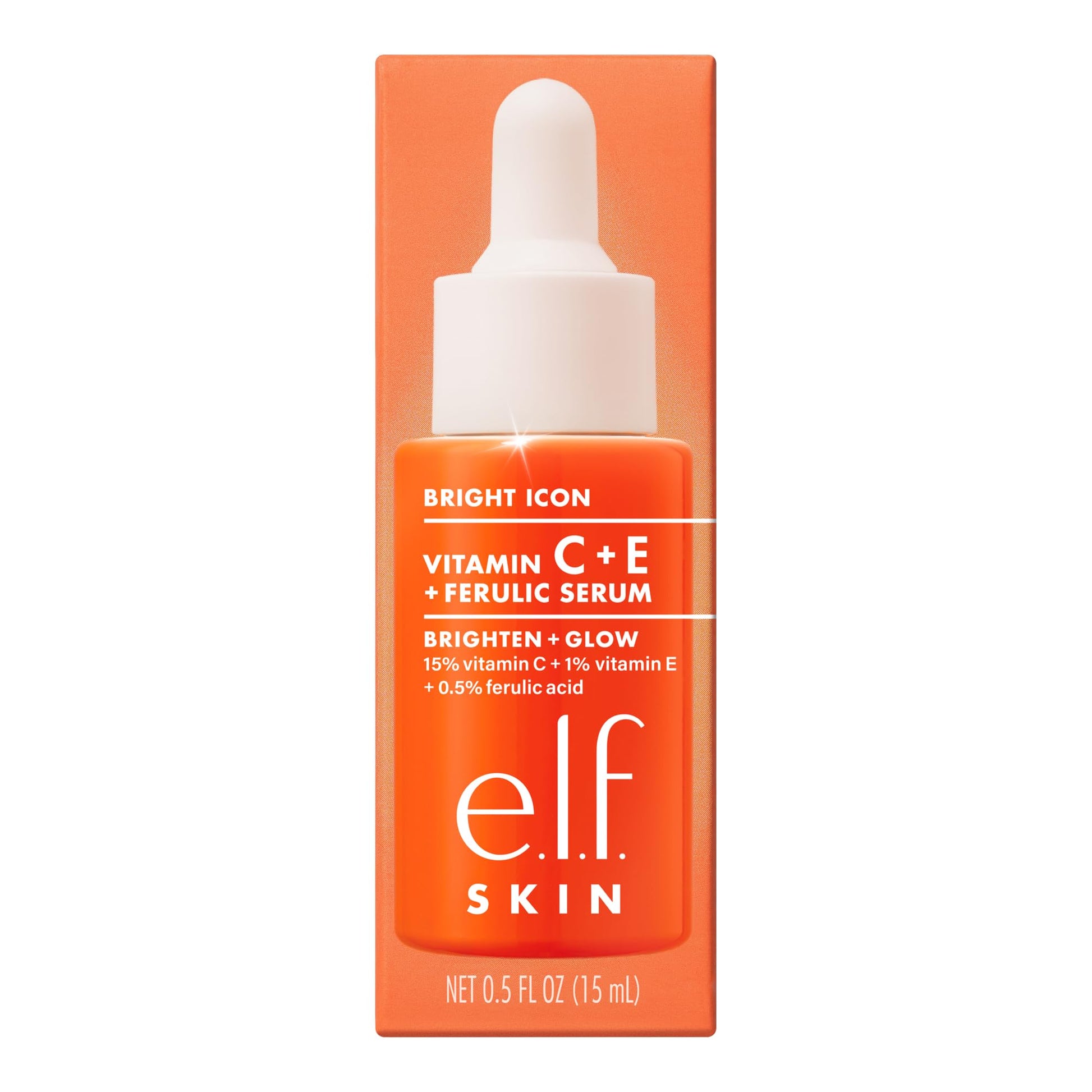e.l.f. SKIN Bright Icon Vitamin C + E + Ferulic Serum Mini, Brightening & Soothing Face Serum, Helps Even Skin Tone, Vegan & Cruelty-Free, 0.5 fl oz - Medaid International