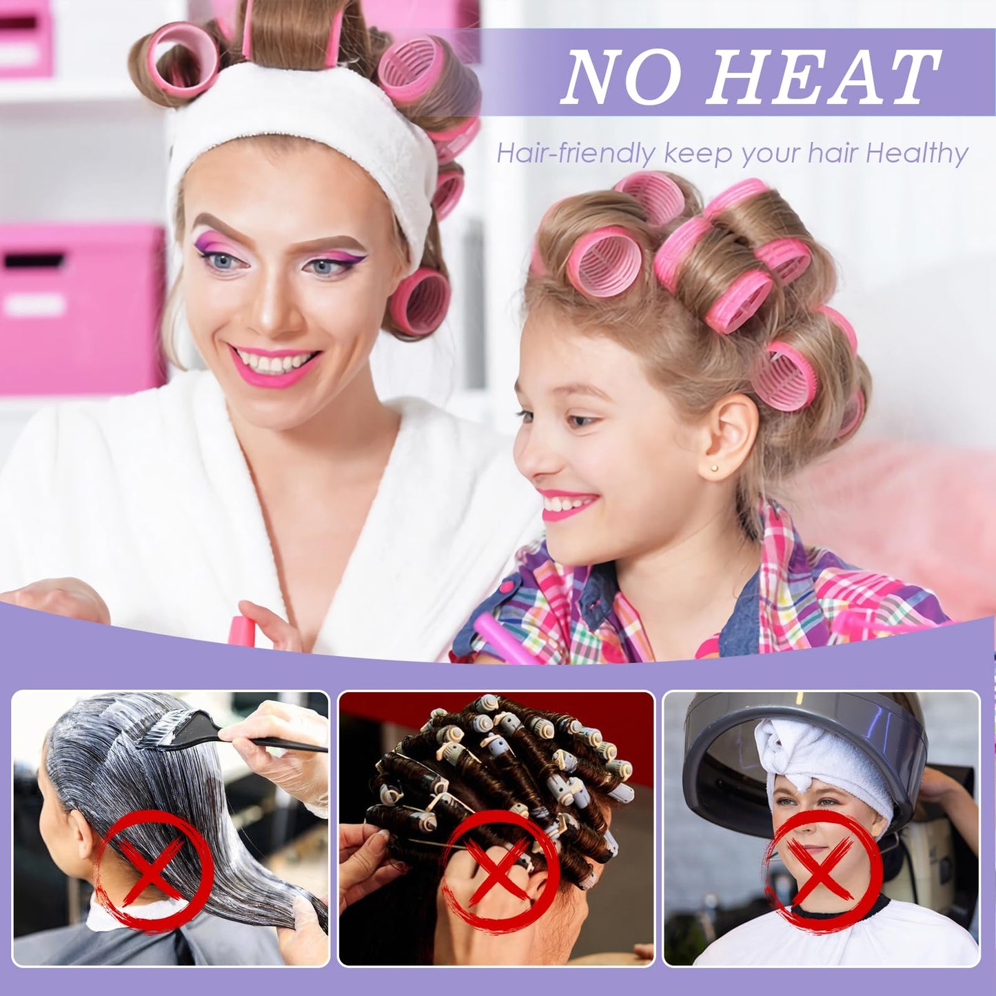5 Size Hair Rollers, 72Pcs Roller Set, Hair Curlers for Blowout Look Long, Short Hair, Jumbo Large Big Small 30 Hair Rollers, 40 Roller Clips, Tail Comb, Storage Bag - Medaid International