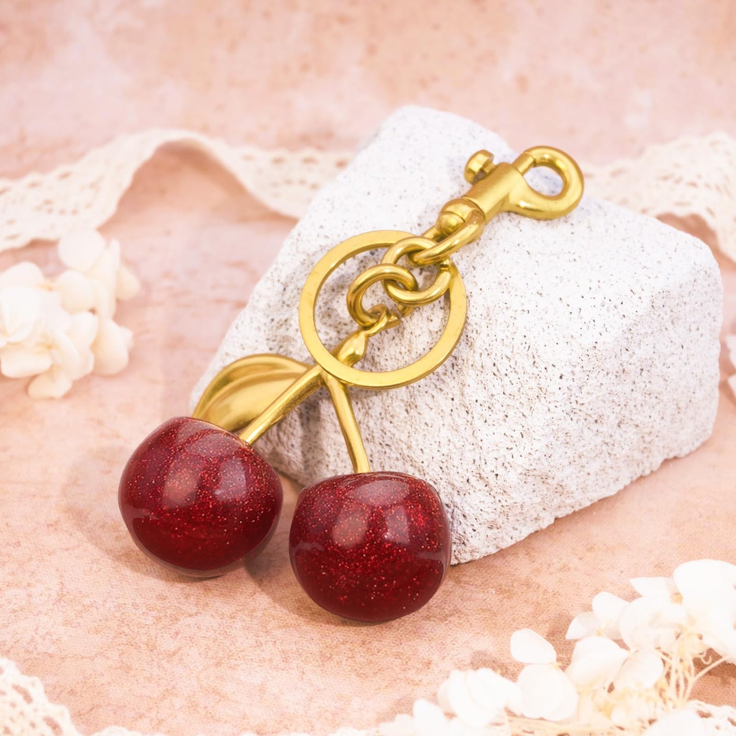 Crizaor Cherry Bag Charm Purse Charms Keychain- Car Cherry Accessories keychians Gifts for Women Mom Daughter Gifts Christmas For Women Valentine Bag Accessory Christmas - Medaid International