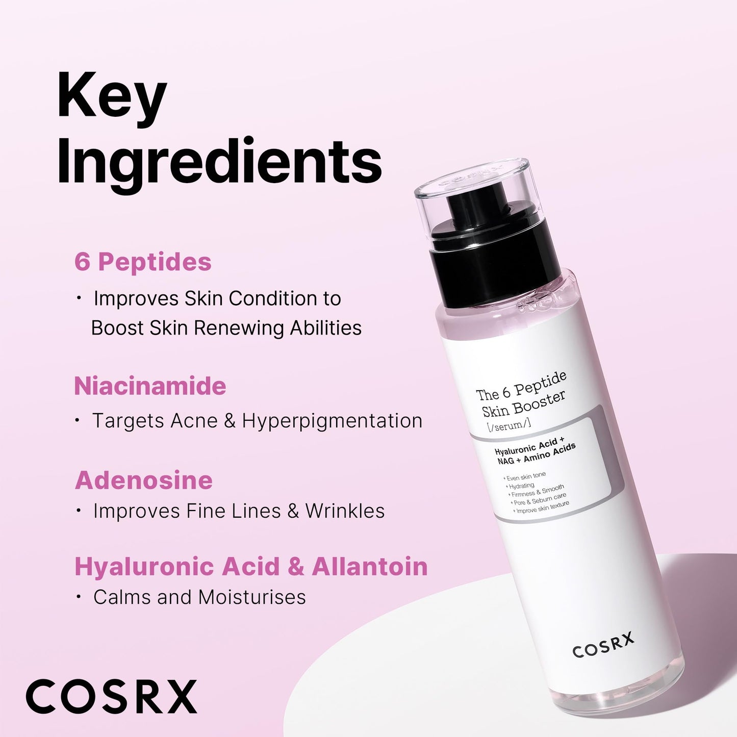 COSRX 6X Peptide Collagen Booster Toner Serum with Copper Peptides, Niacinamide & Hyaluronic Acid Skin Renewal Boosting Facial Essence for All Skin Types, Korean Skin Care, 150mL/5.07 Fl.Oz - Medaid International