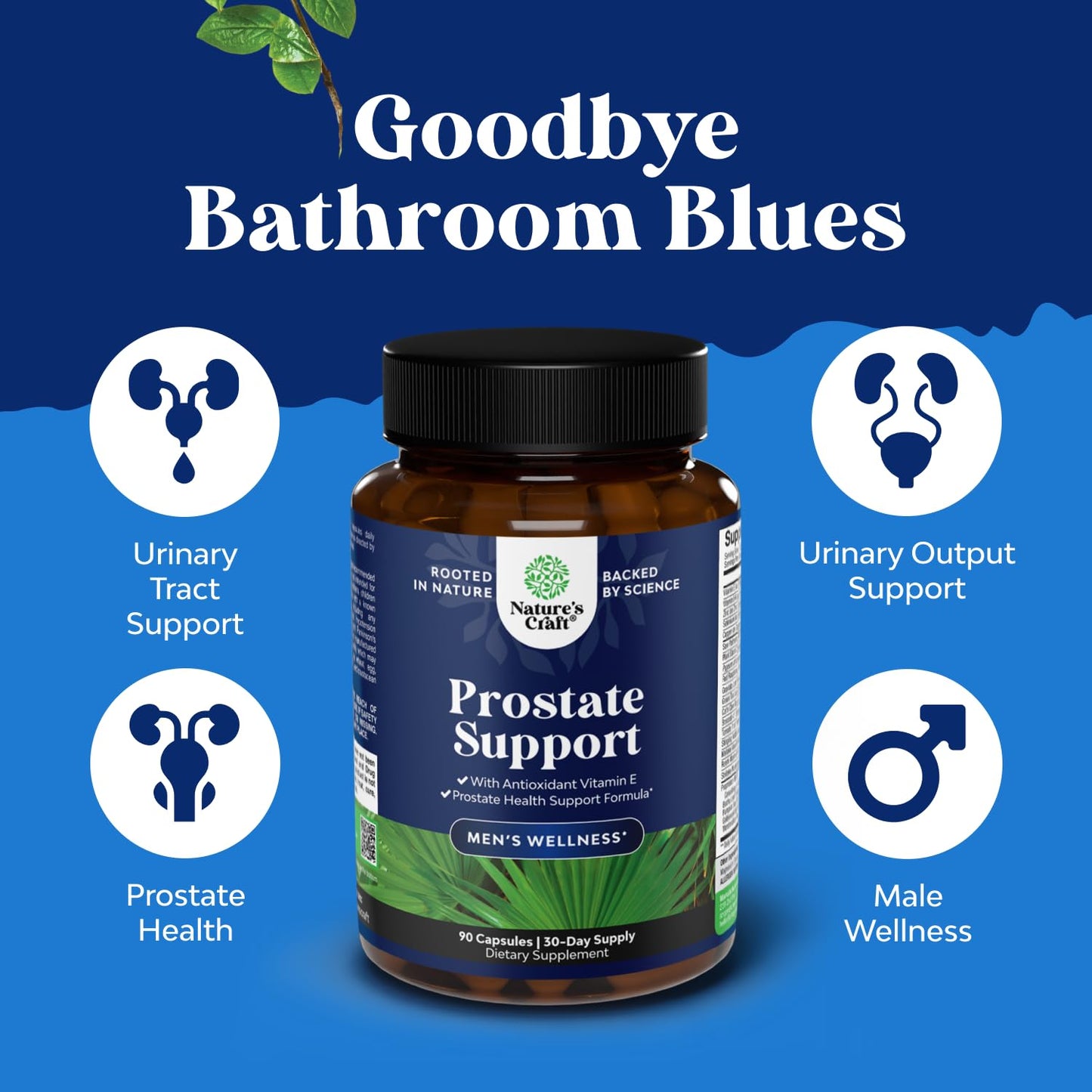 Herbal Prostate Supplement for Men - Potent Pygeum and Saw Palmetto Extract with Beta Sitosterol & Green Tea for Urinary Tract Support - Male Health Blend for Frequent Urination - 90 Capsules - Medaid International