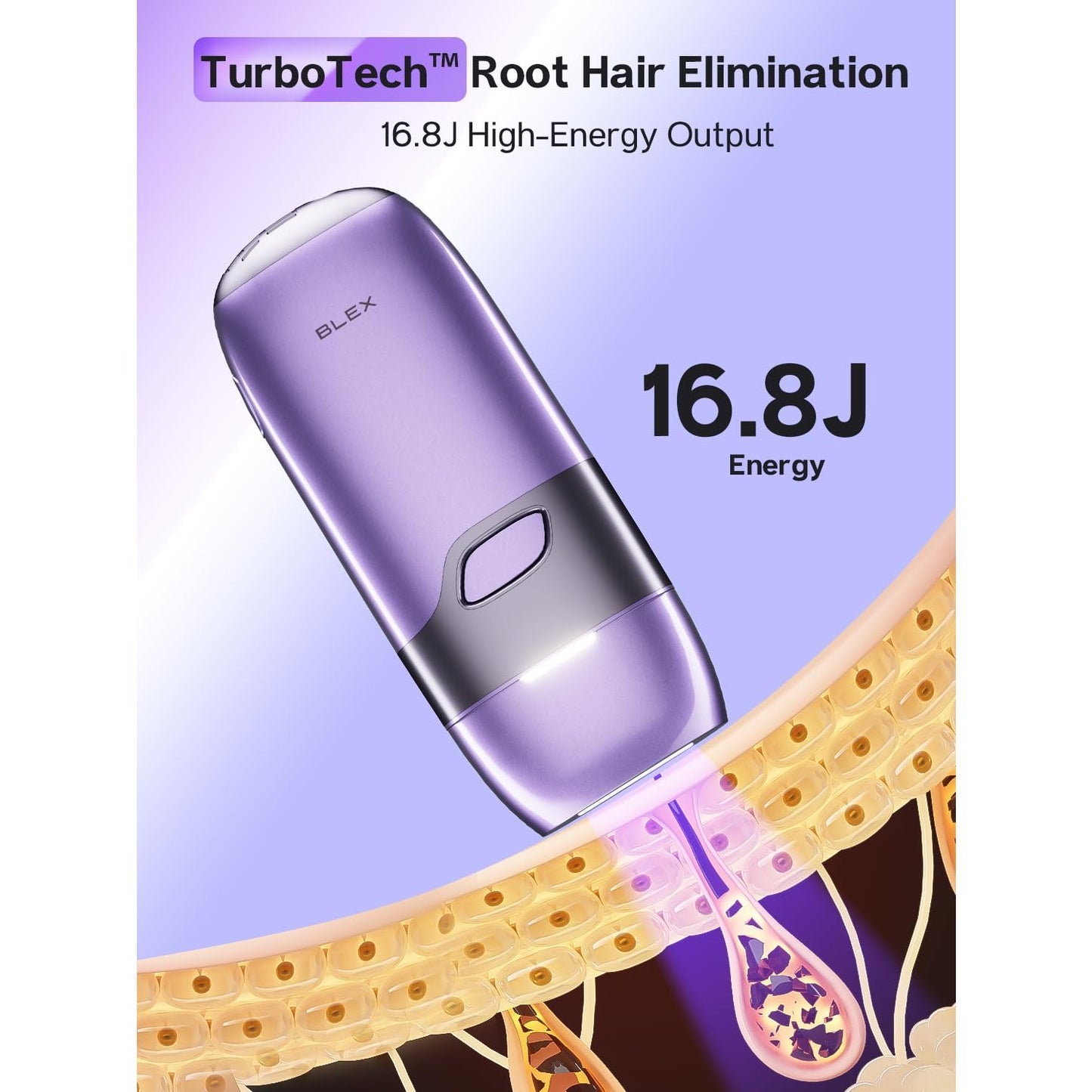 Blex Mini Laser Hair Removal for Women and Men, IPL Laser Hair Removal Device, 201g Mini-Sized Design, 2 in 1 with Skin Rejuvenation, Painless at-Home Hair Remover, Purple - Medaid International