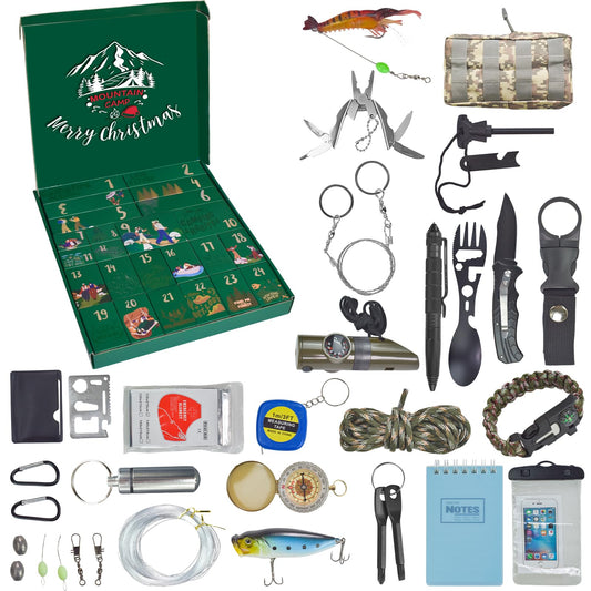 Survival Kit Advent Calendar - 24 Days Christmas Countdown Calendar Emergency Survival Gears Gift for Men Teen Adult, 2025 Xmas Cool Gadgets for Outdoor Camping Fishing Hunting Adventure - Medaid International