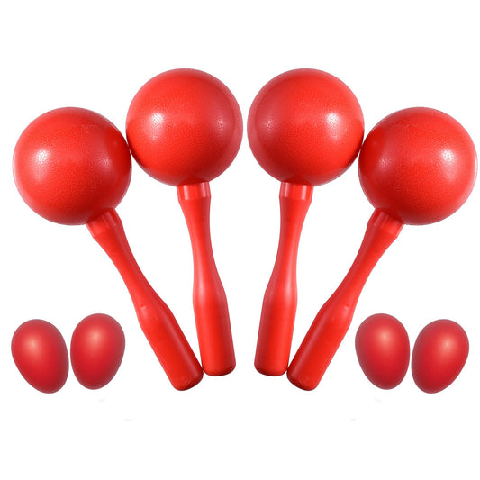 HILAZA 4 Pieces Maracas for Kids Adults with 4 Pieces Egg Rattle Shakers, Red - Medaid International