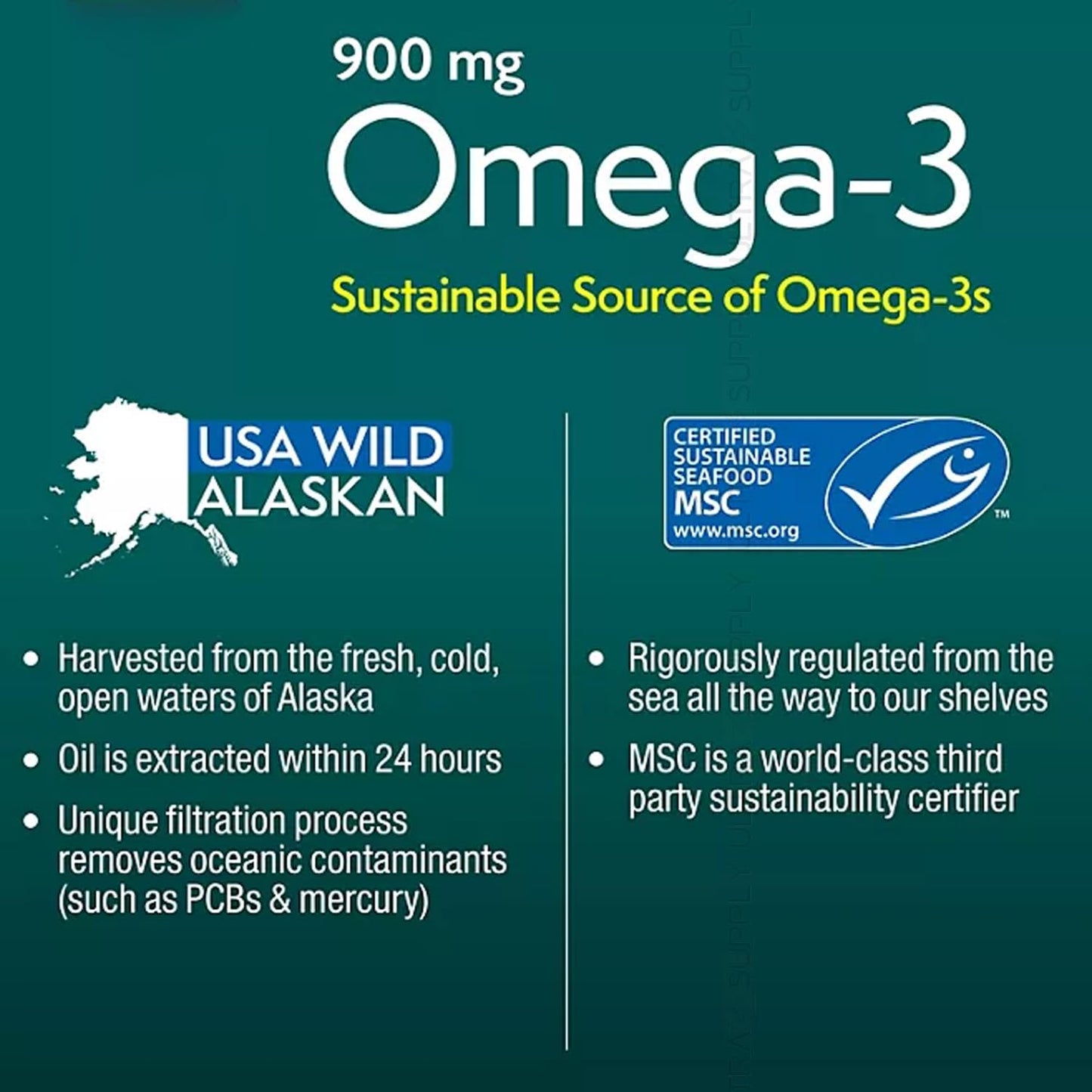 Members Mark Omega 3 Fish Oil, (150 Count.) 900 mg – Wild Alaskan, MSC-Certified Sustainable, Supports Heart & Brain Health, No Fishy Aftertaste - Medaid International