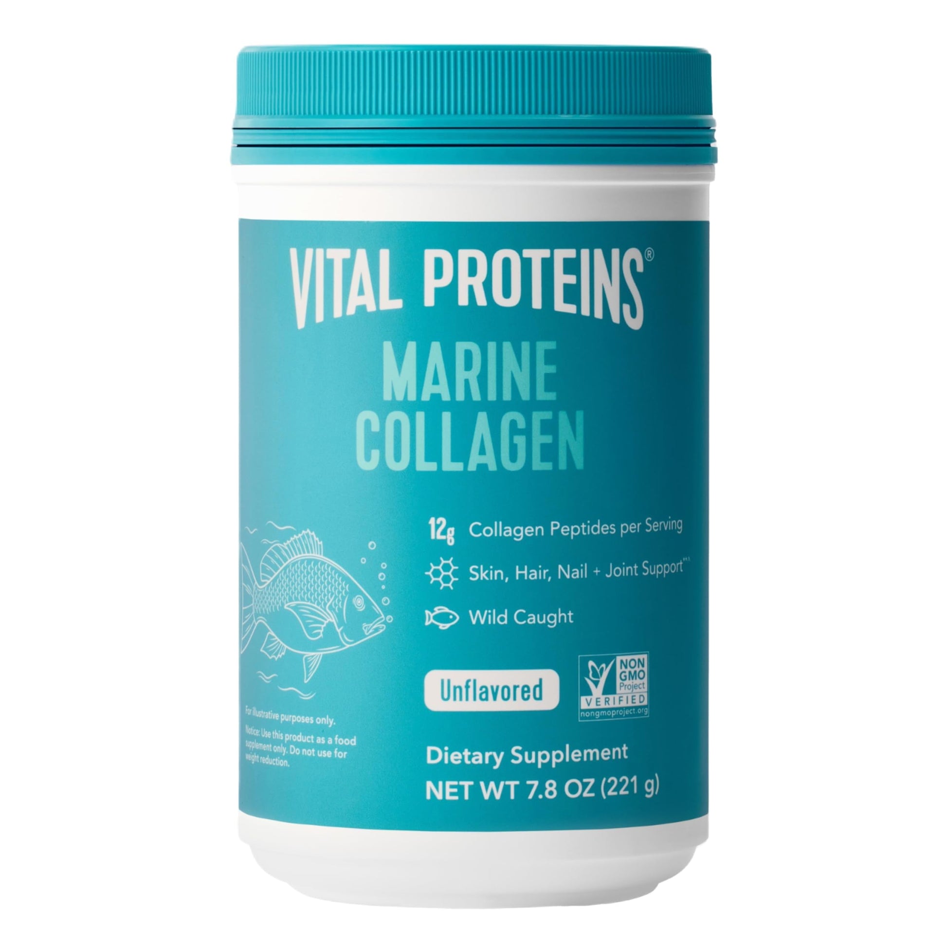 Vital Proteins Marine Collagen Peptides Powder Supplement for Skin Hair Nail Joint - Hydrolyzed Collagen - 12g per Serving - 7.8 oz Canister - Medaid International