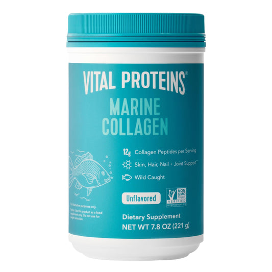 Vital Proteins Marine Collagen Peptides Powder Supplement for Skin Hair Nail Joint - Hydrolyzed Collagen - 12g per Serving - 7.8 oz Canister - Medaid International
