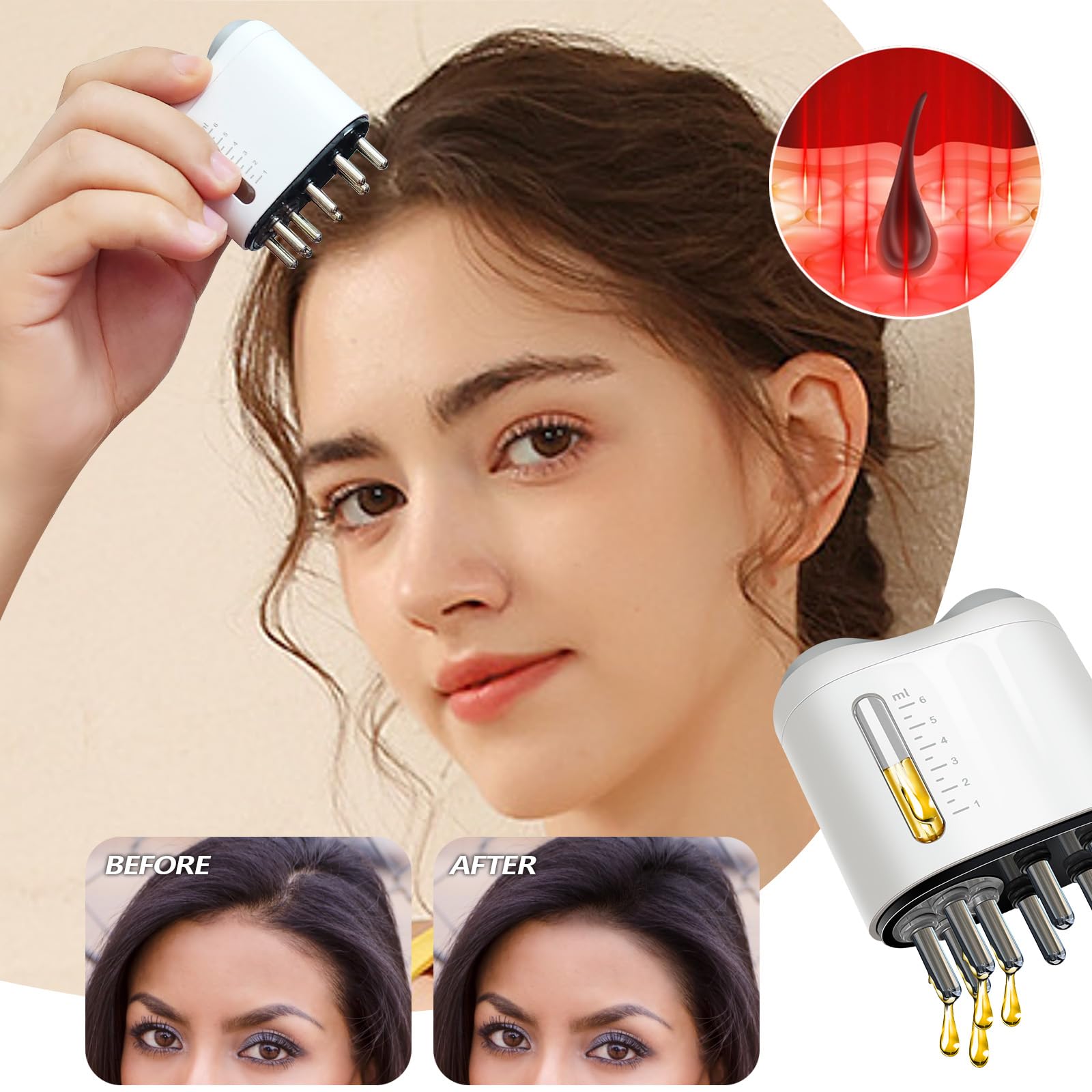 Pawfan Minoxidil Applicator, Hair Oiling Applicator, Root Comb Applicator，Scalp Oil Dispenser, 2-in-1 Hair Growth Oil Applicator and Scalp Massager for Hair Treatment and Growth - Medaid International