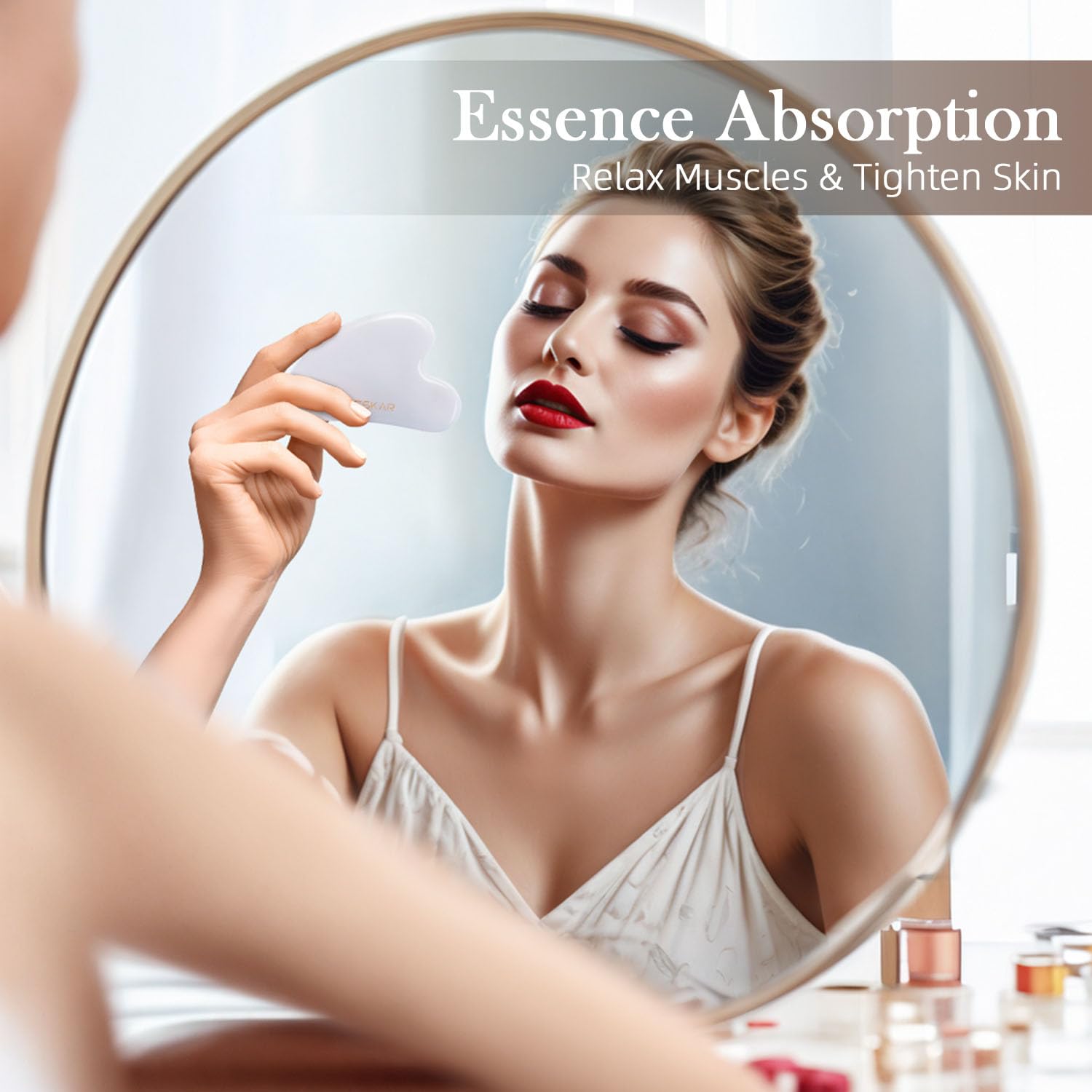 BESKAR Gua Sha Facial Tools, Natural Jade Stone Guasha Massager for Jawline Sculpting, Tighten Face Skin and Reduce Wrinkles, Face Eyes Body Neck Massage Tool, Skin Care Gift - Medaid International