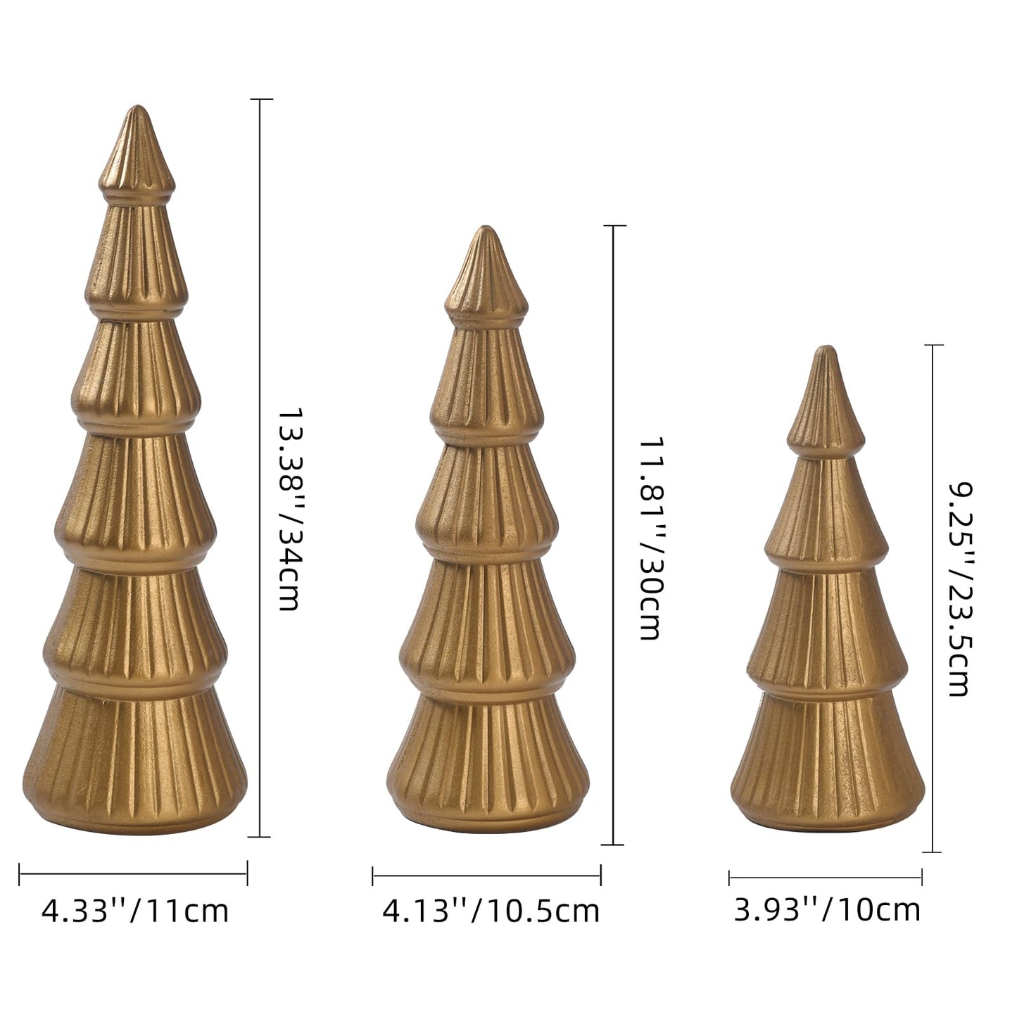 Wooden Christmas Tree, Set of 3 Tabletop Tree Figurine Wood Desk Centerpieces Table Tree Decoration Festive Ornament for Accents Xmas Mantel Shelf Home Decor Holiday Party Indoor Outdoor (Gold) - Medaid International