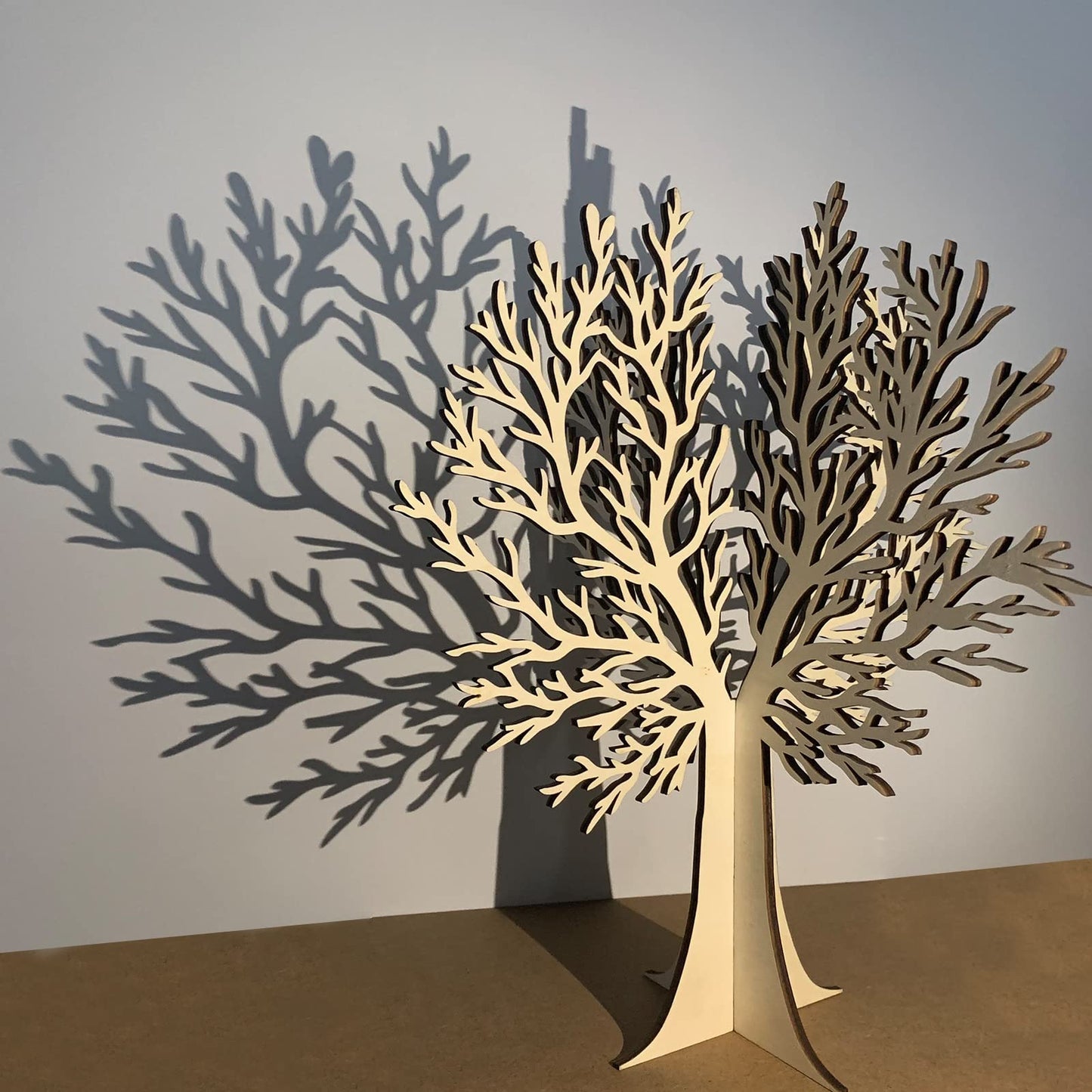 Wood Tree Crafts 3D Tree of Life Sign Ornament Natural Wood Artificial Table Tree Desktop Fake Faux Plants Ornaments Wooden Home Room Decor Holiday Party Wedding Farmhouse Decoration 14x12 Inch - Medaid International