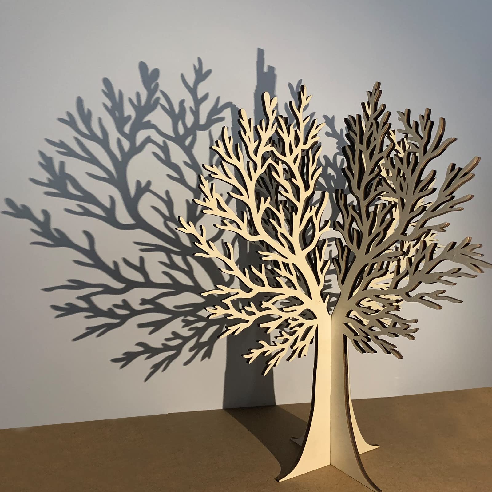 Wood Tree Crafts 3D Tree of Life Sign Ornament Natural Wood Artificial Table Tree Desktop Fake Faux Plants Ornaments Wooden Home Room Decor Holiday Party Wedding Farmhouse Decoration 14x12 Inch - Medaid International