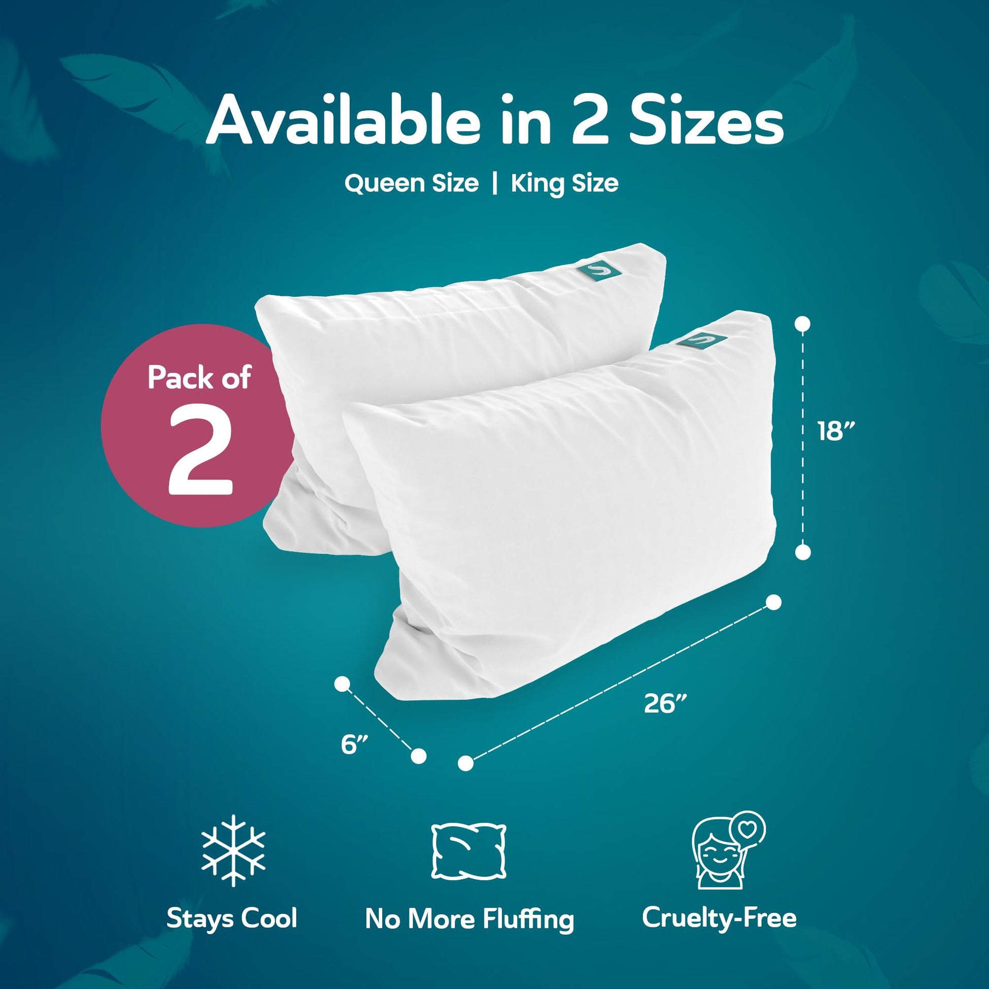 Sleepgram 2-Pack Cooling Bed Pillows & Removable Cover for Sleeping Sets, Queen Size - Adjustable and Washable Bedding Pillow Set for Comfortable Sleep - Medaid International