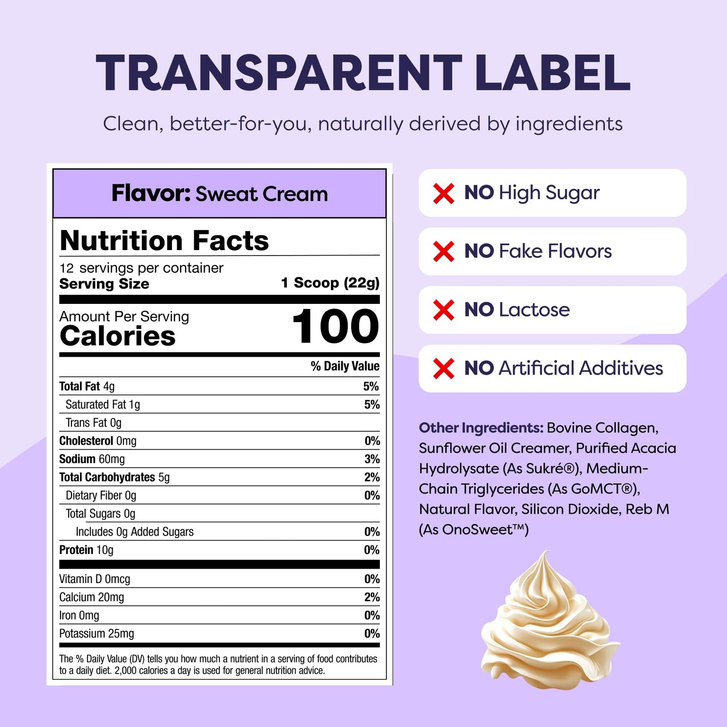 Collagen Protein Coffee Creamer Sweet Cream - Made with Grass Fed Pasture Raised Collagen - Hair, Skin & Nail support with Energy-Boosting MCTs, Keto Friendly, Lactose Free & Gluten Free, 0g of Sugar, 11g of Protein - Medaid International