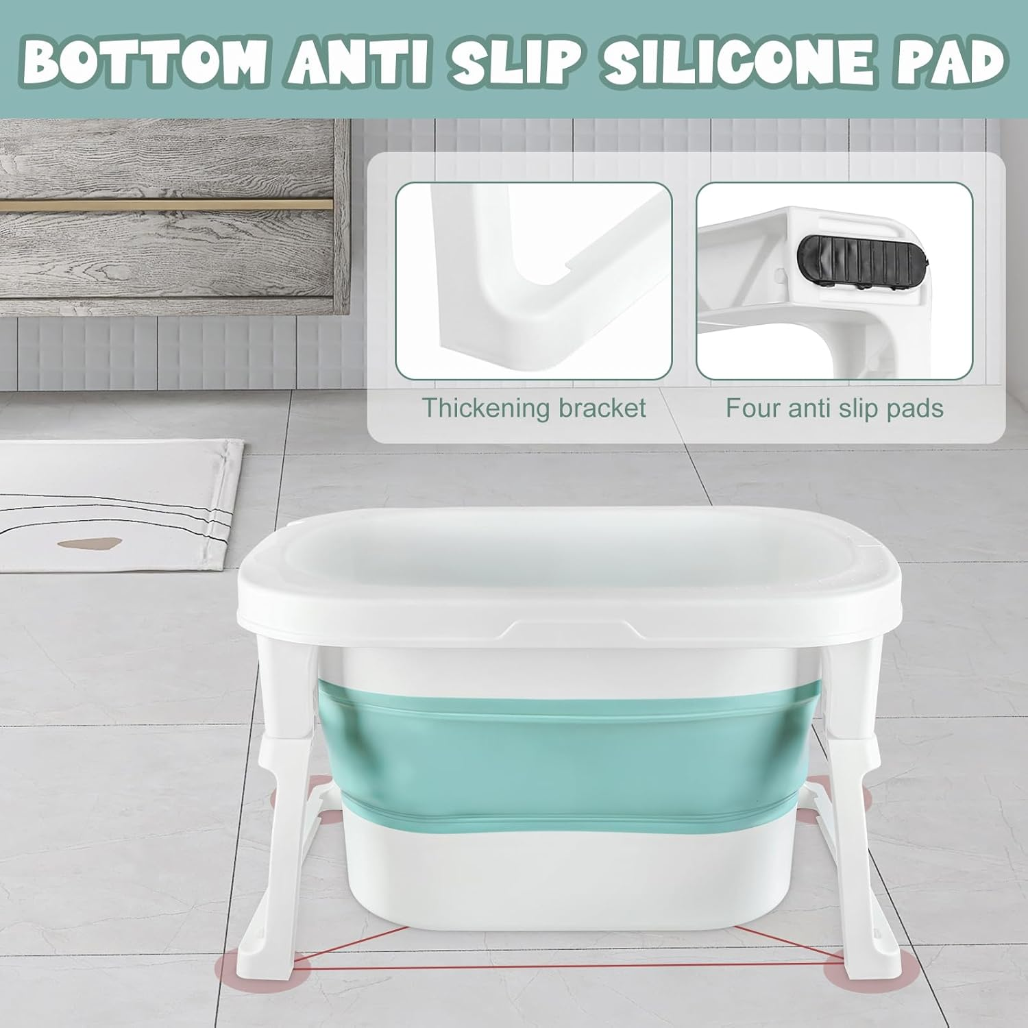 Foldable Baby Bath Tub with Bath Seat and Non-Slip Holder for Safety - Medaid International