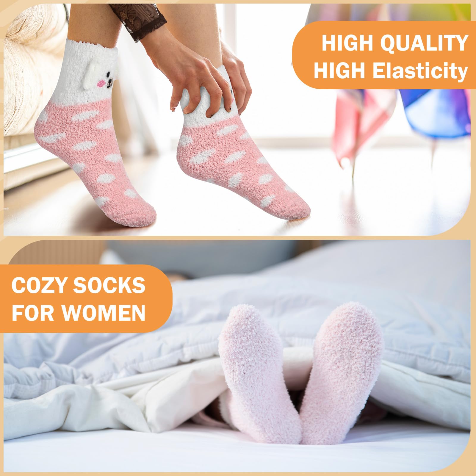 Chuarry 20 Pairs Women Fuzzy Socks Bulk Winter Fluffy Warm Sleeping Cozy Slipper Socks with Grips for Woman Christmas Gifts - Medaid International