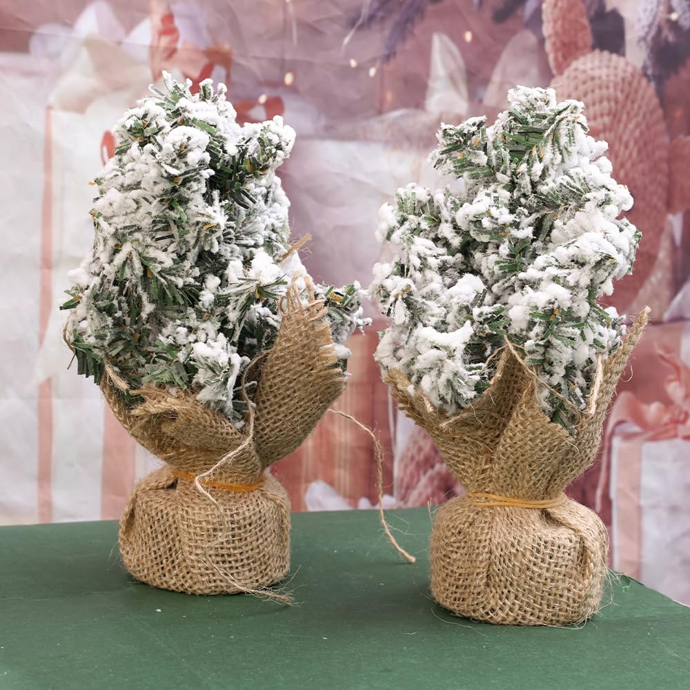 1 Piece Mini Spray Snow Christmas Tree Handmade Xmas Tree Ornament Plastic Artificial Pine Tree Festival Home Tabletop Decor 17.5 * 8 * 7cm - Medaid International