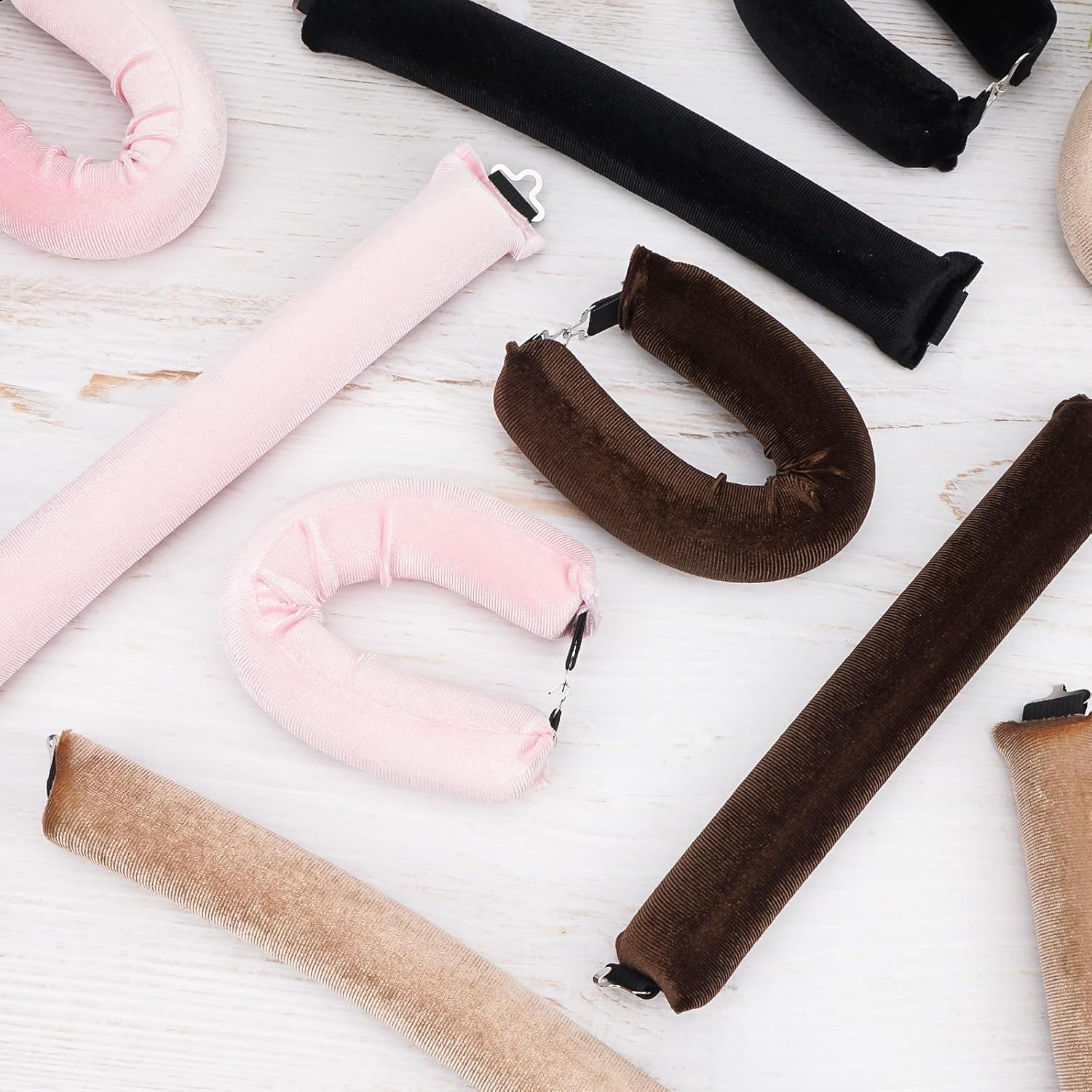 Heatless Hair Curler Overnight Curls Blowout Rods Headband No Heat Curlers to Sleep in Large Rods Hair Rollers Blowout Look for Short Hair Styling Tools Silk Hair Wrap Curling Set (Black, Regular) - 4 pcs - Medaid International