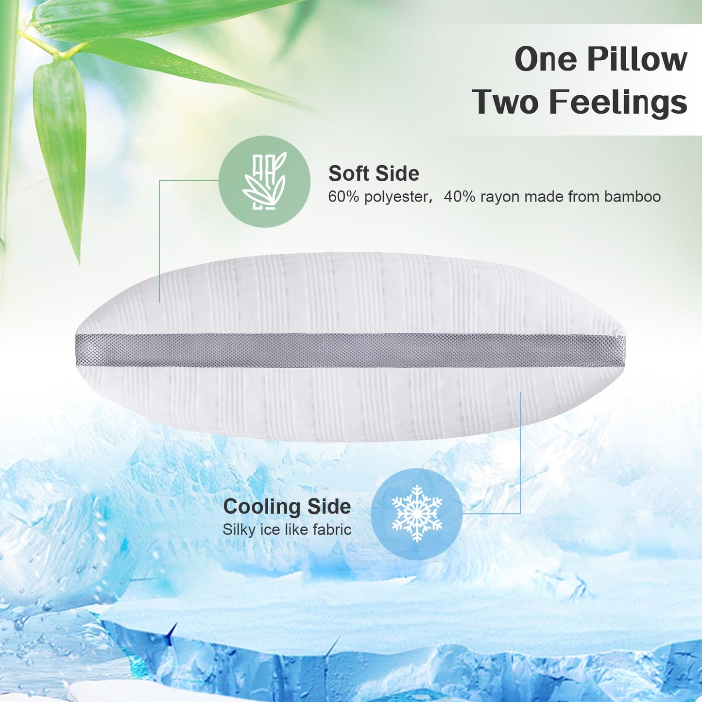 Meoflaw Cooling Pillows Queen Size Set of 2,Shredded Memory Foam Bed Pillows for Sleeping,Queen Pillows for Back & Side Sleepers,Adjustable Queen Size with Washable Cover - Medaid International