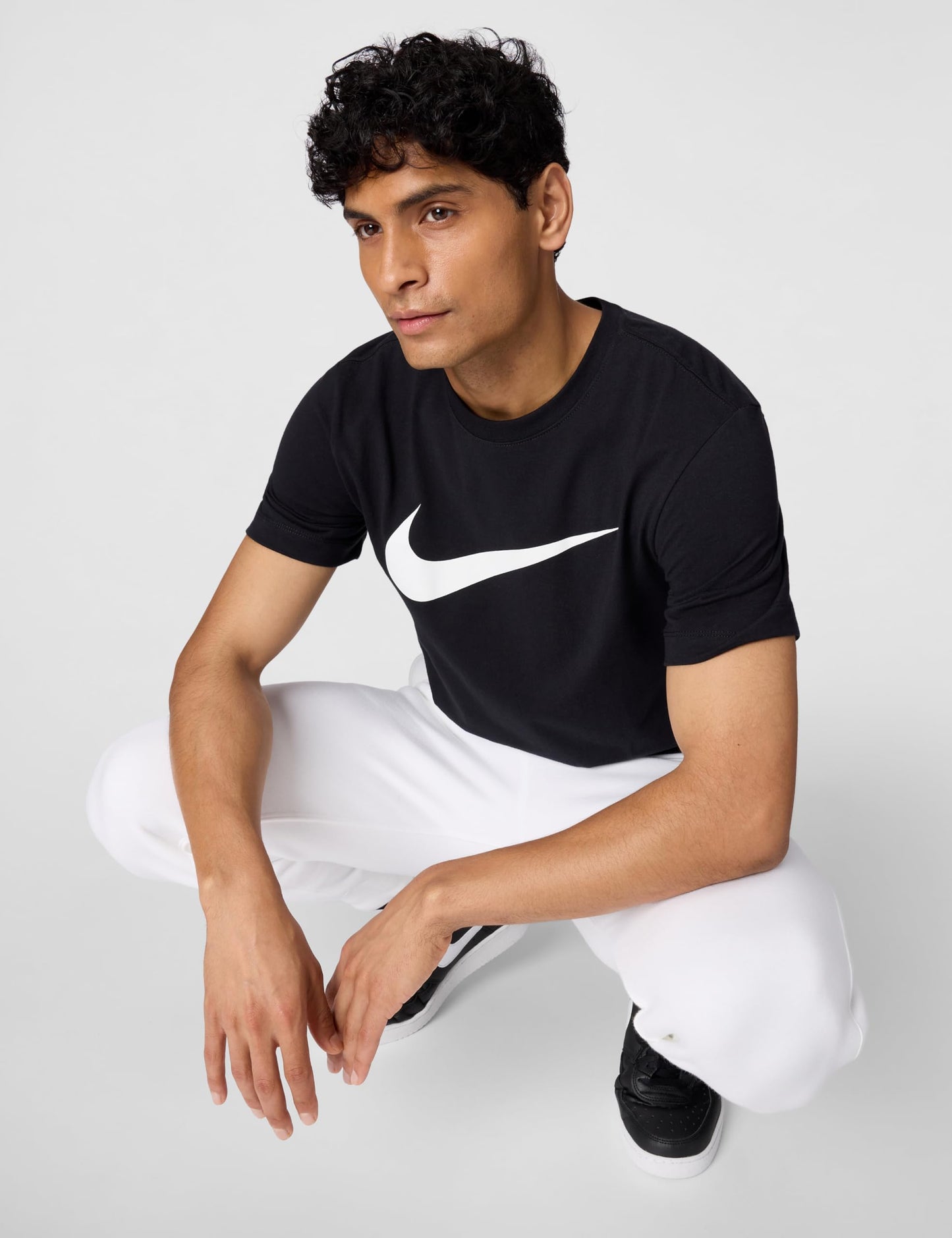Nike Men's Sportswear Icon Swoosh T-Shirt, Black/White, Small - Medaid International