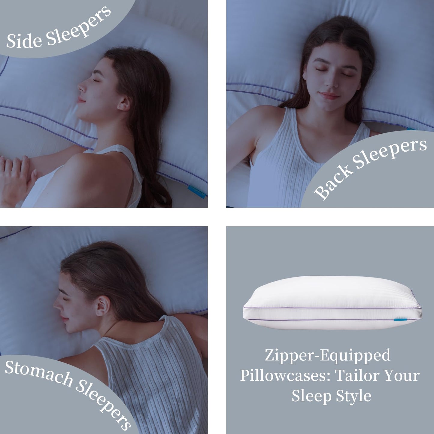 SLEEPDIARY King Size Pillows Set of 2,Hotel-Quality Bed Pillows with Zipper for Adjustable Loft, Machine Washable, Down Alternative Filling for Back, Side & Stomach Sleepers, White - Medaid International