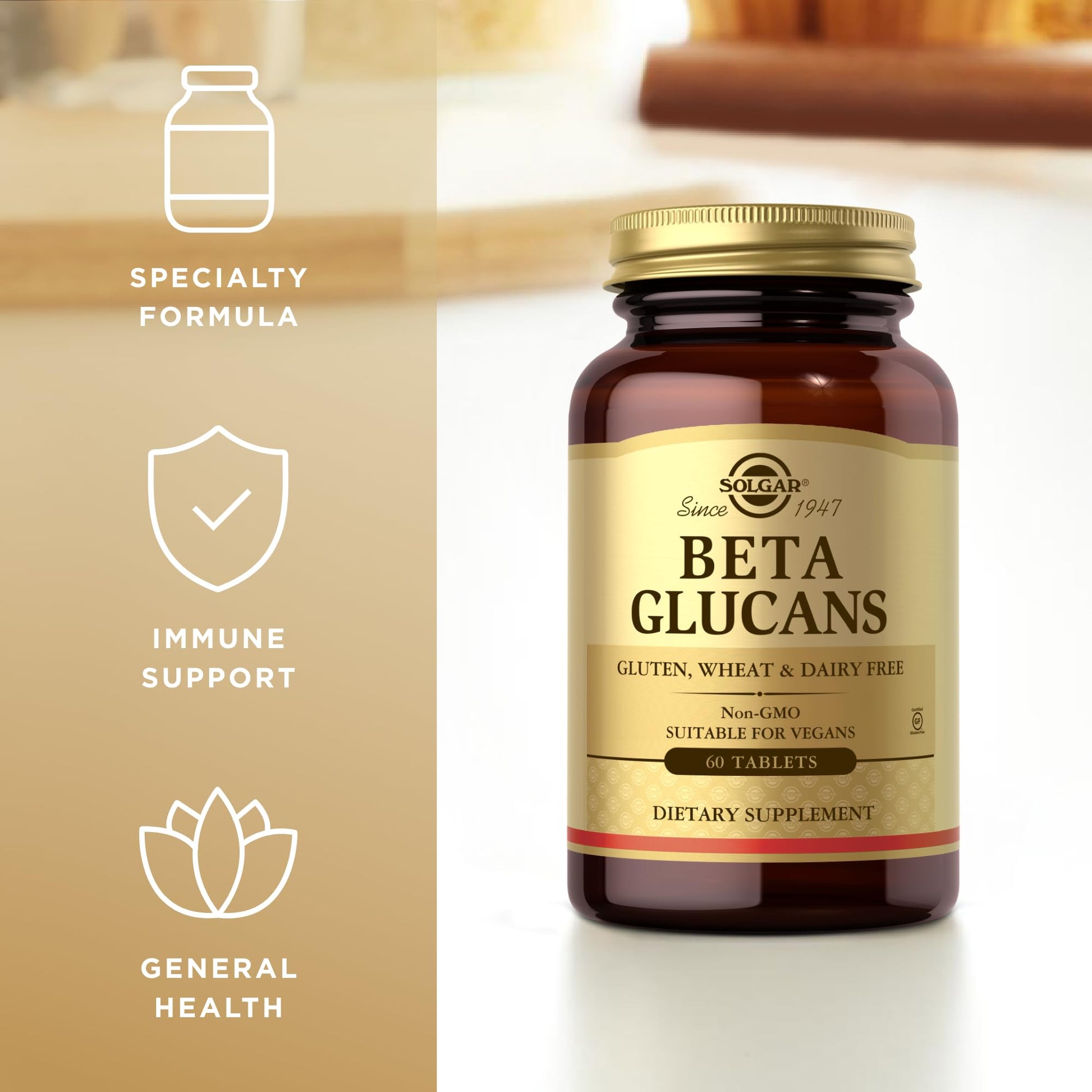 Solgar Beta Glucans - 60 Tablets - Non-GMO, Vegan, Gluten & Dairy Free - 60 Servings - Medaid International