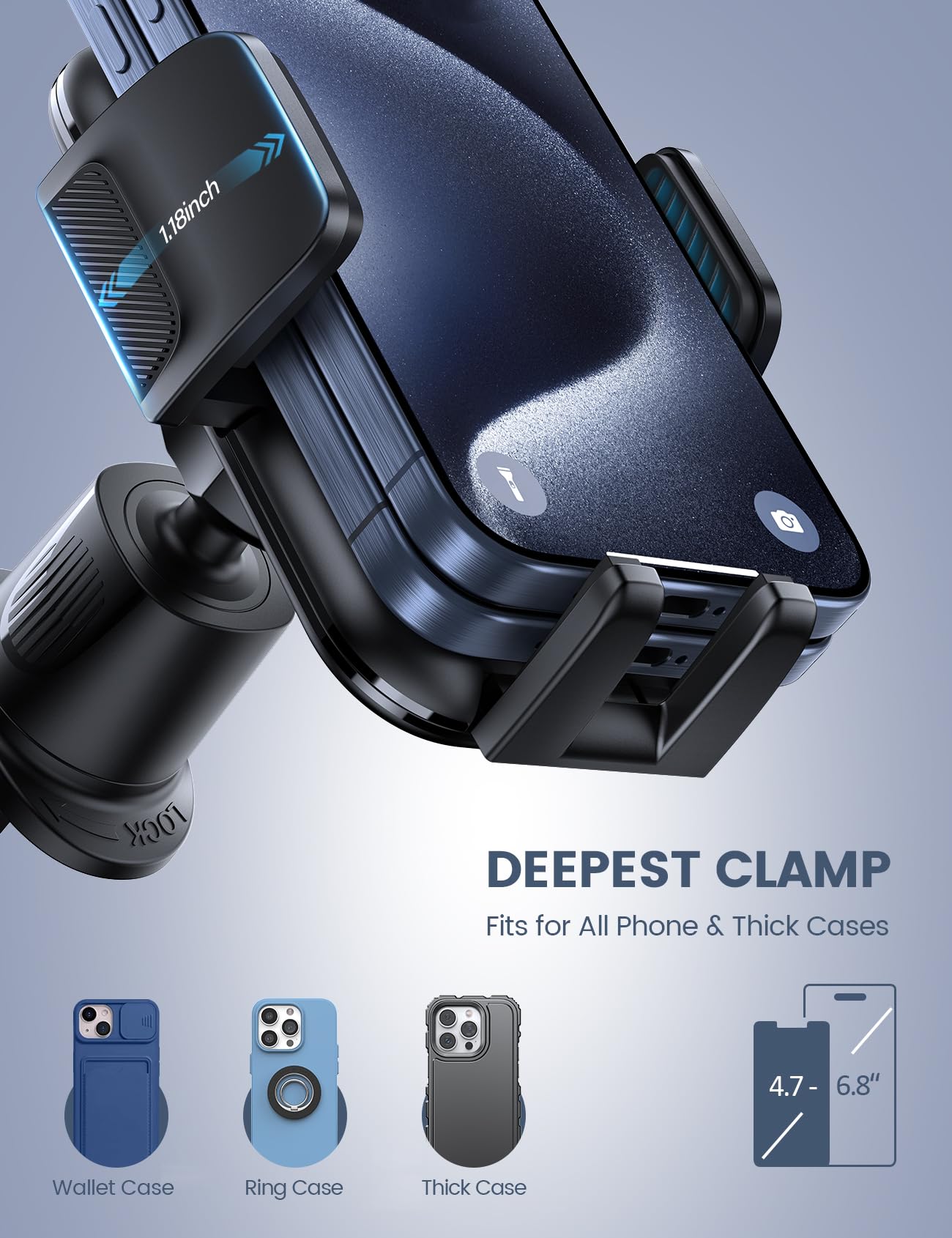 Lamicall 2025 Wider Clamp & Metal Hook Car Phone Holder Vent [Thick Cases Friendly] Phone Holders for Your Car Mount Automobile Hands Free Cradle Air Vent for iPhone 17 16 15 14 13 Pro Max Smartphone - Medaid International