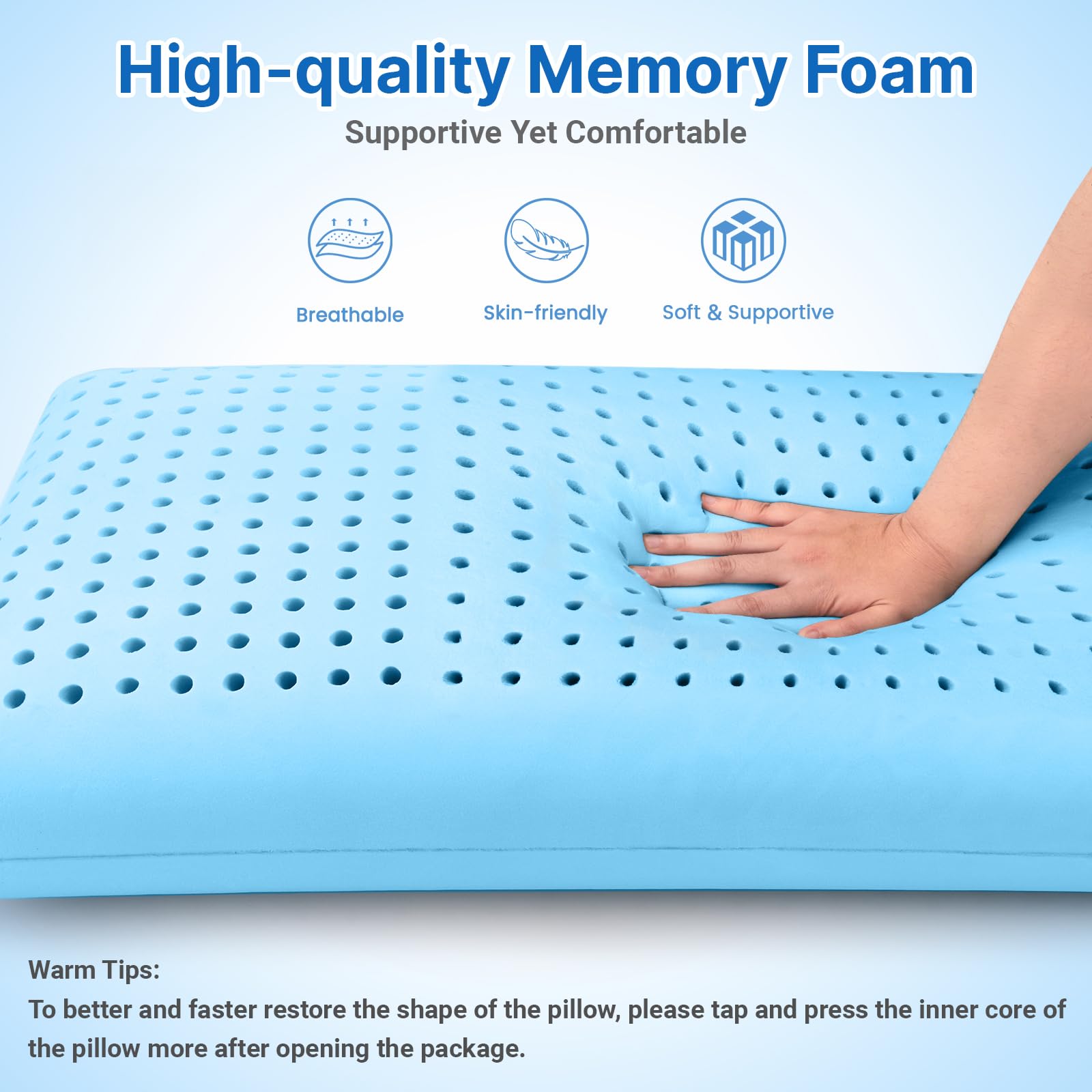 TranquilMoments Memory Foam Pillows, Bed Pillow for Side,Back and Stomach Sleepers,Neck Pillow for Sleeping with Removable and Machine Washable Cover, Standard Size (1 Pack) - Medaid International