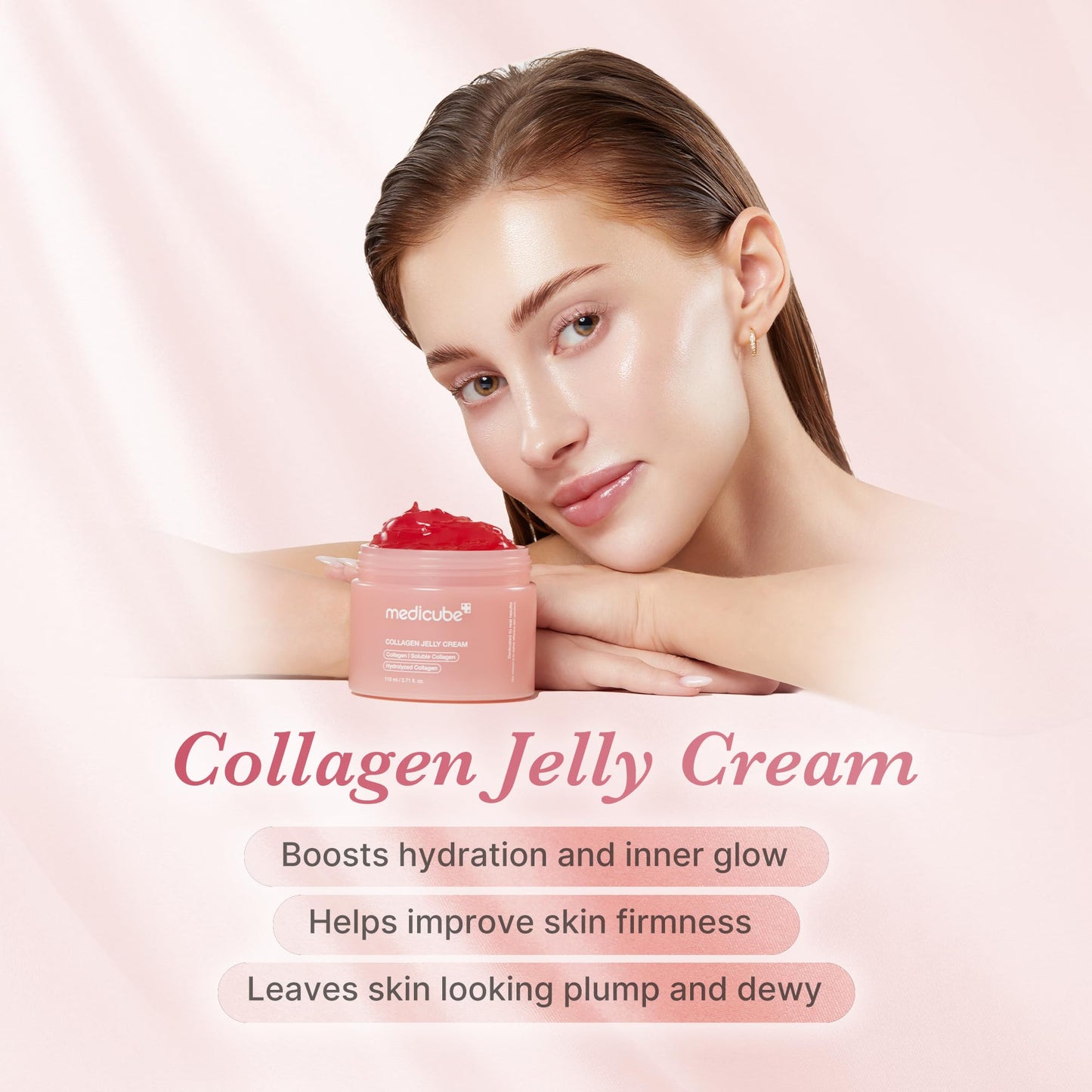 medicube Collagen Jelly Cream- Niacinamide & Freeze-Dried Hydrolyzed Collagen-Boosts skin barrier hydration & gives 24h Glow & Firmer looking skin | No artificial color, Korean skincare (3.71 fl.oz.) - Medaid International