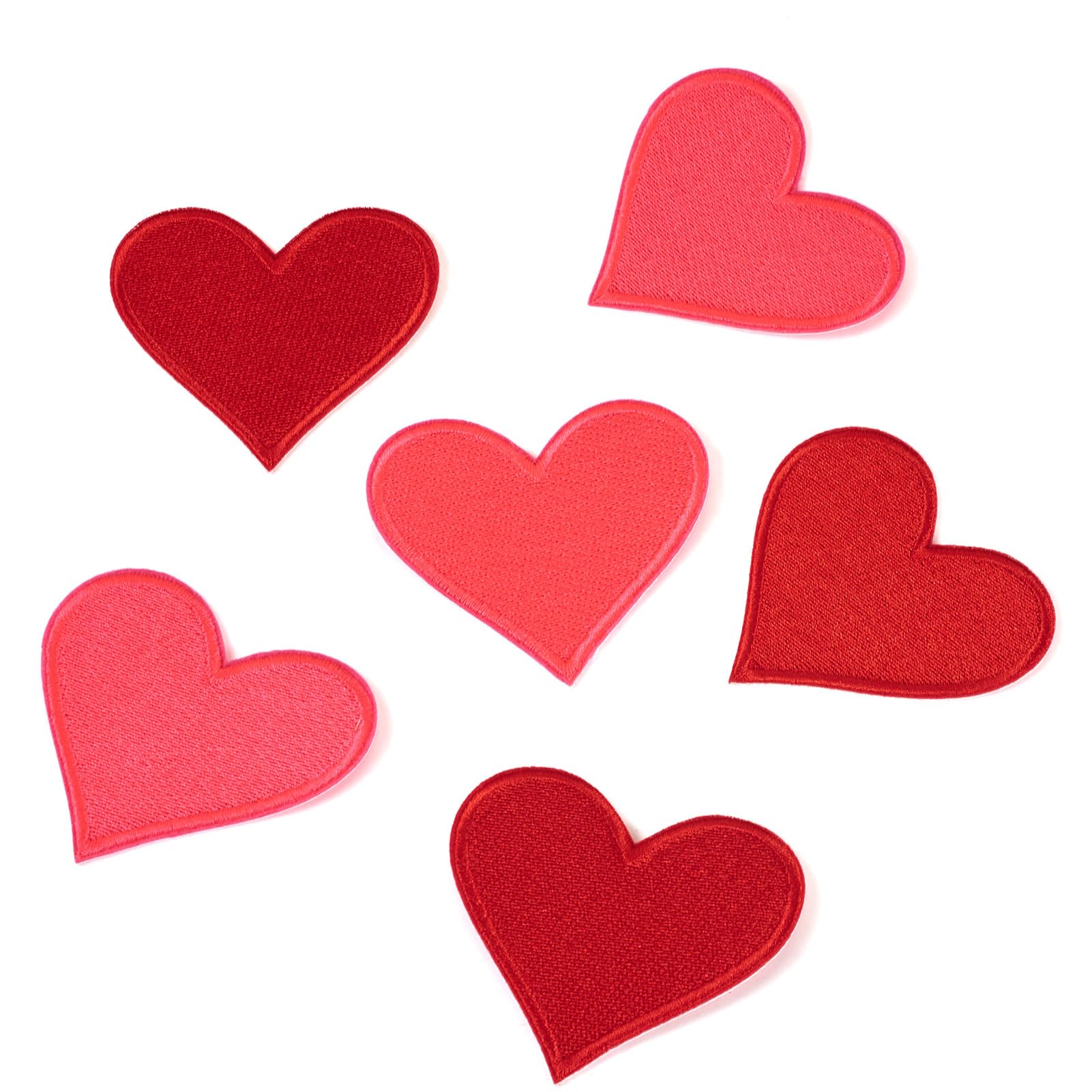8Pcs Heart Shape Iron on Patches Hot Melt Adhesive Polyester Embroider Thread Iron on/Sew On Patches Cloth Appliques for Jackets Hats Backpacks Jeans Costume Accessories 66.5x71x1.5mm, Red - Medaid International