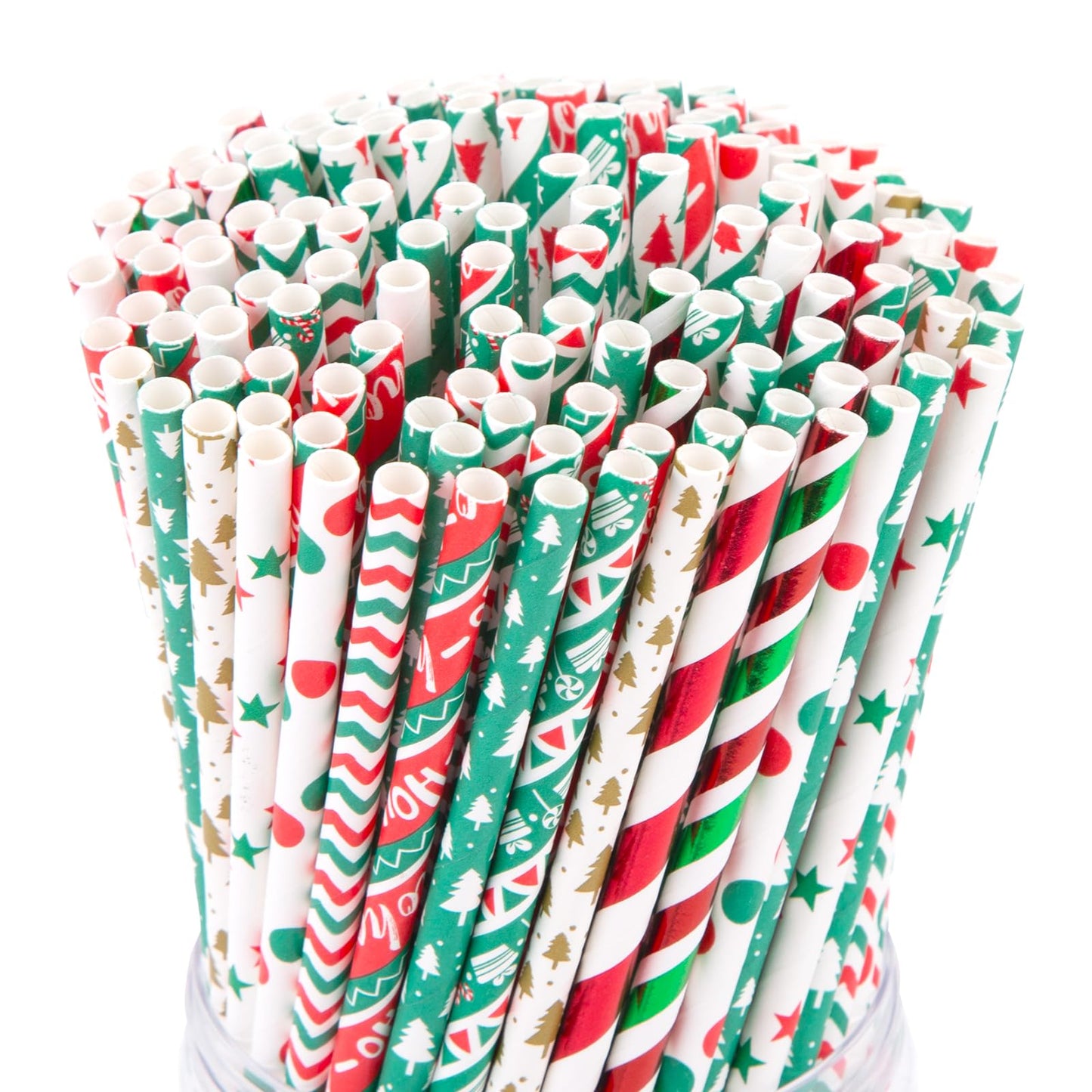 125PCS Christmas Paper Straws, 10 Styles Paper Drinking Straws Red and Green Stripes for Xmas Party, Wedding Favors, DIY Crafts - Medaid International