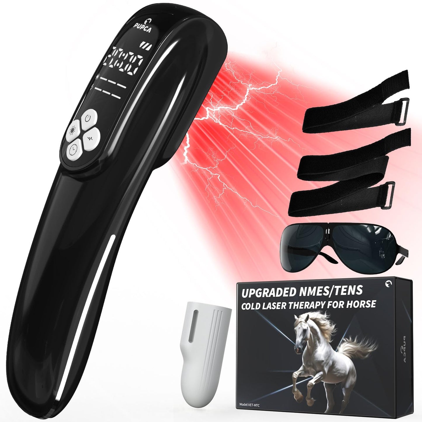Cold Laser Therapy Device for Horse, Portable Red Light Therapy with 4pcs 808nm and 12pcs 650nm, Near Infrared Laser for Arthritis Pain Relief- Electrical Stimulation for Tendon, and Ligament Recover - Medaid International