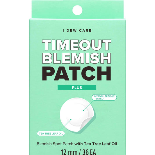 I DEW CARE Hydrocolloid Acne Pimple Patch - Timeout Blemish Plus | Korean zit Dark Spot Patches for face and skin, Pus absorbing with Tea Tree Leaf Oil, Facial Stickers, Large, 36 Count - Medaid International